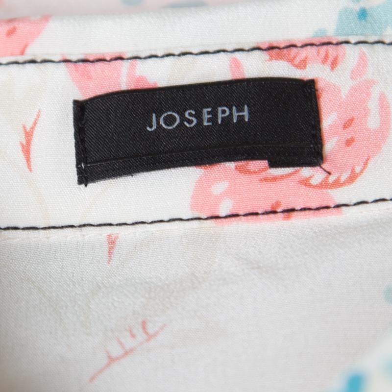 Joseph Pastel Peony Printed Silk Handkerchief Hem Belted Cyprien Shirt Dress M 2