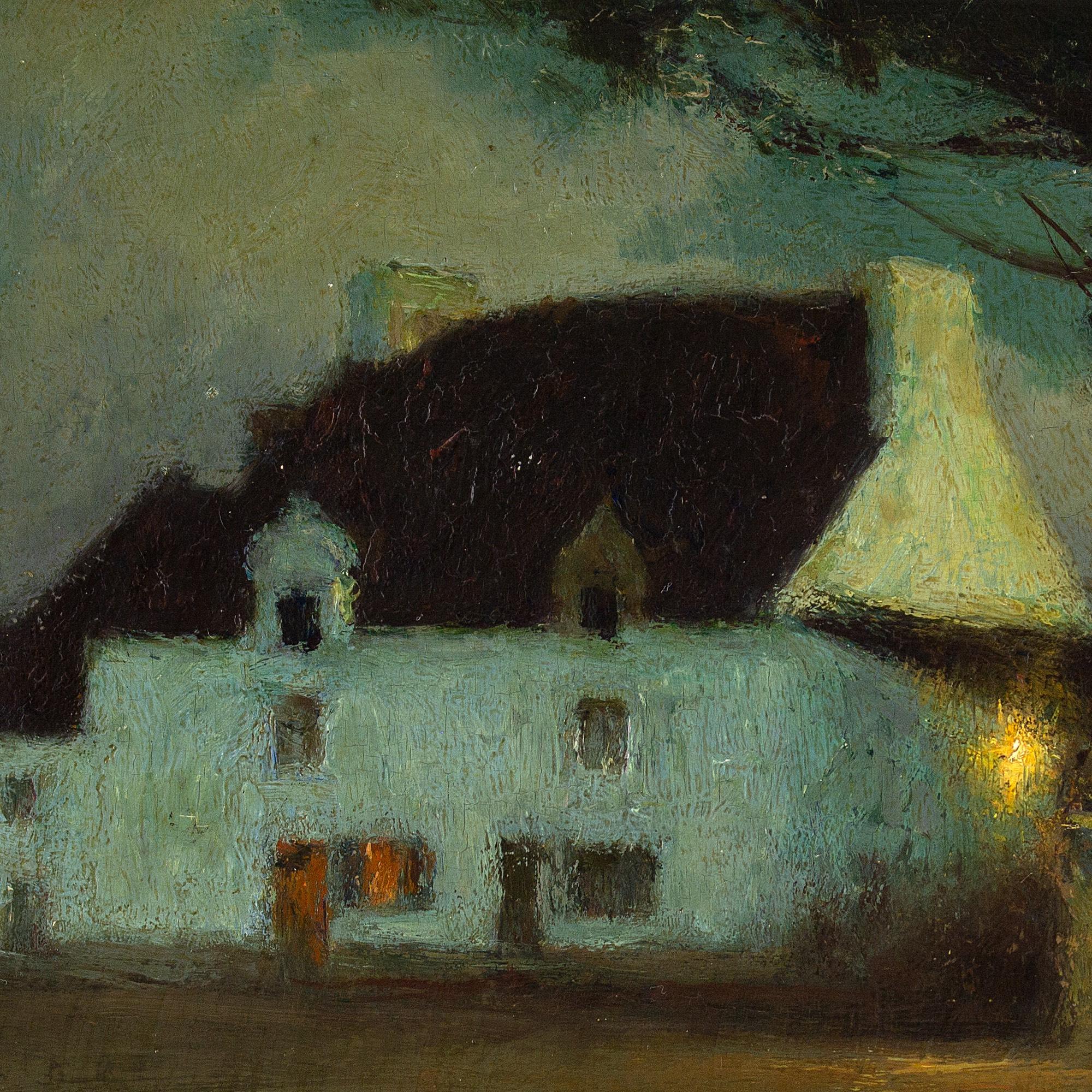 Joseph-Paul Mesle, White House At Dusk, Brittany, Oil Painting 4