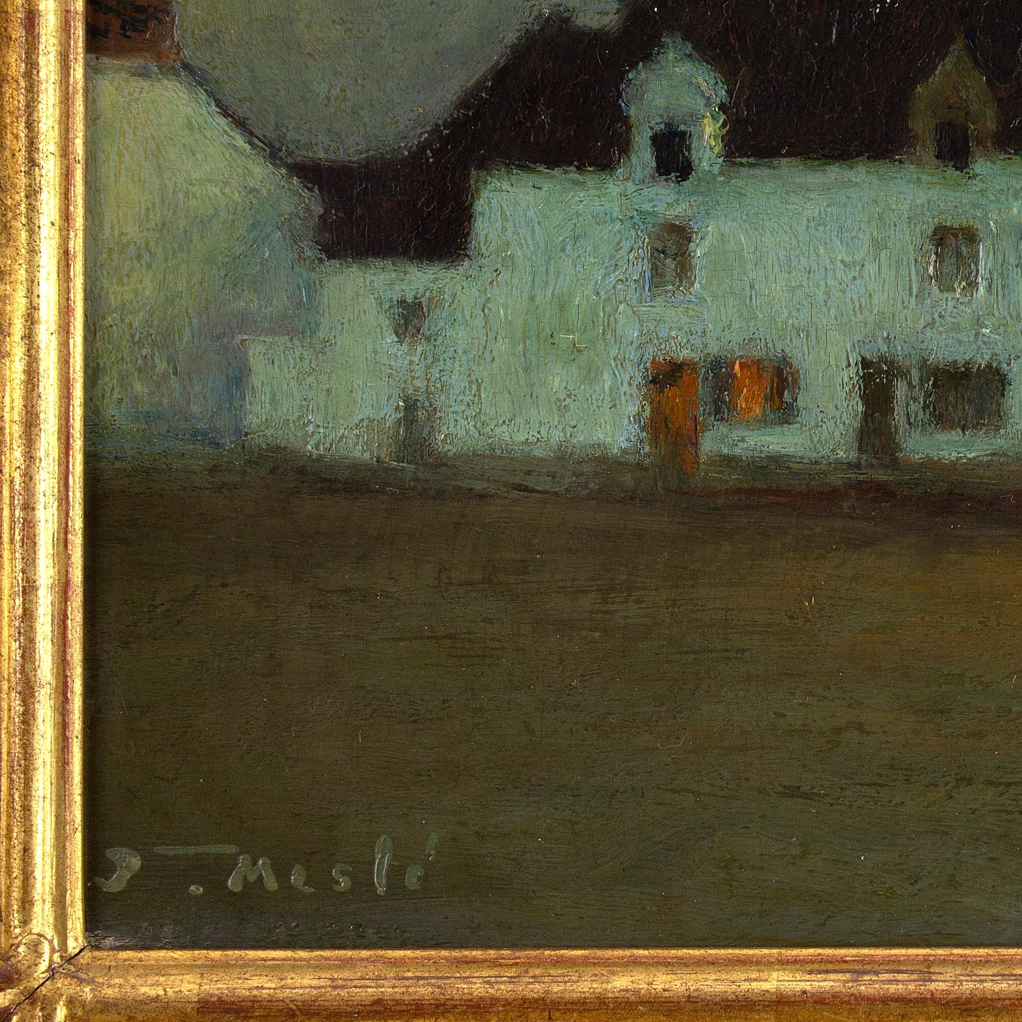 Joseph-Paul Mesle, White House At Dusk, Brittany, Oil Painting 6