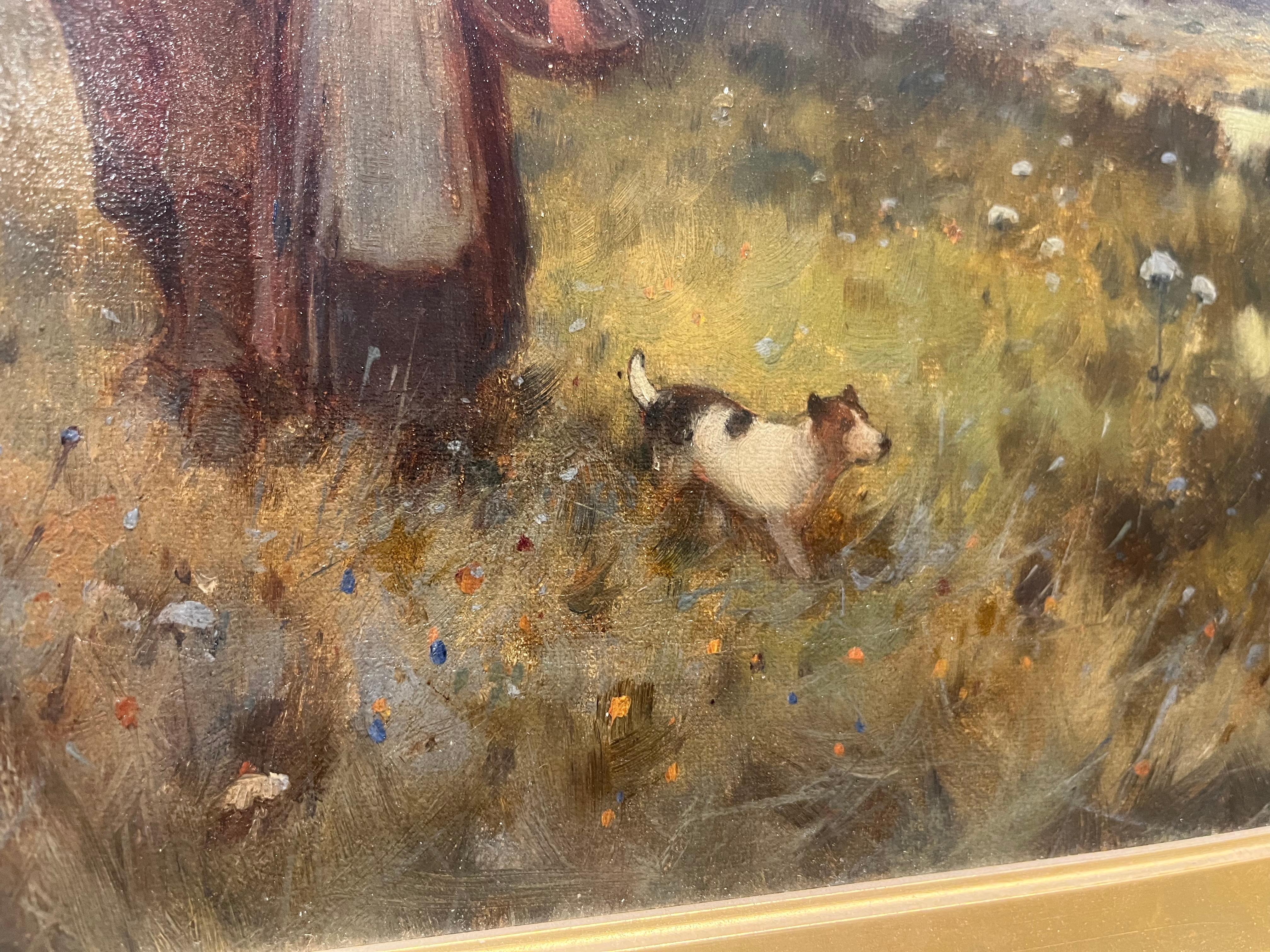 Paysage rural victorien du dix-neuvième siècle avec des ouvriers agricoles et des animaux en vente 7