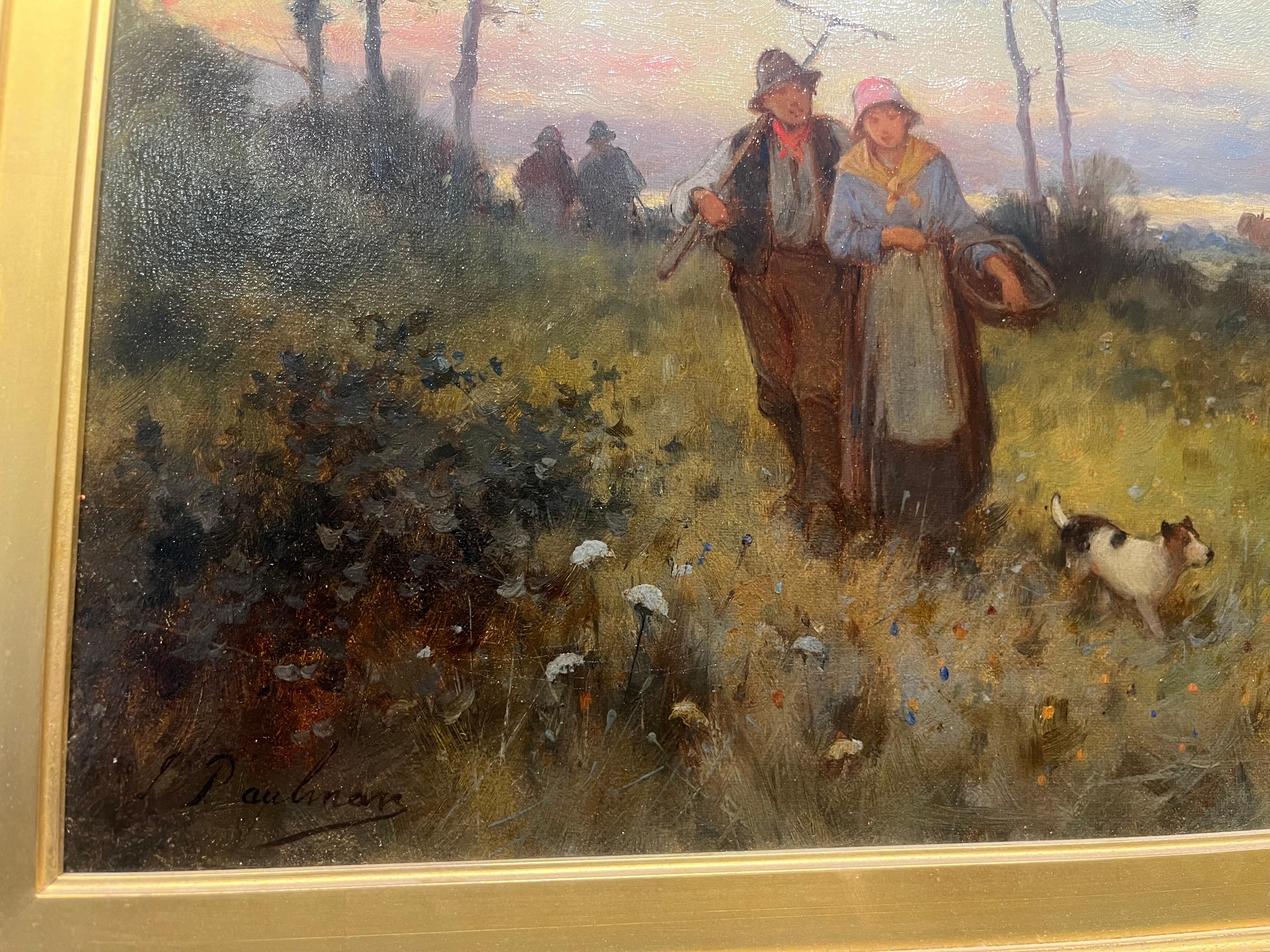 Paysage rural victorien du dix-neuvième siècle avec des ouvriers agricoles et des animaux en vente 9