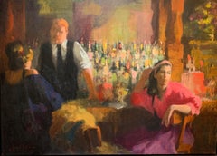 Realist 20th Century Canadian/American Impressionist Bar Scene Oil Painting 