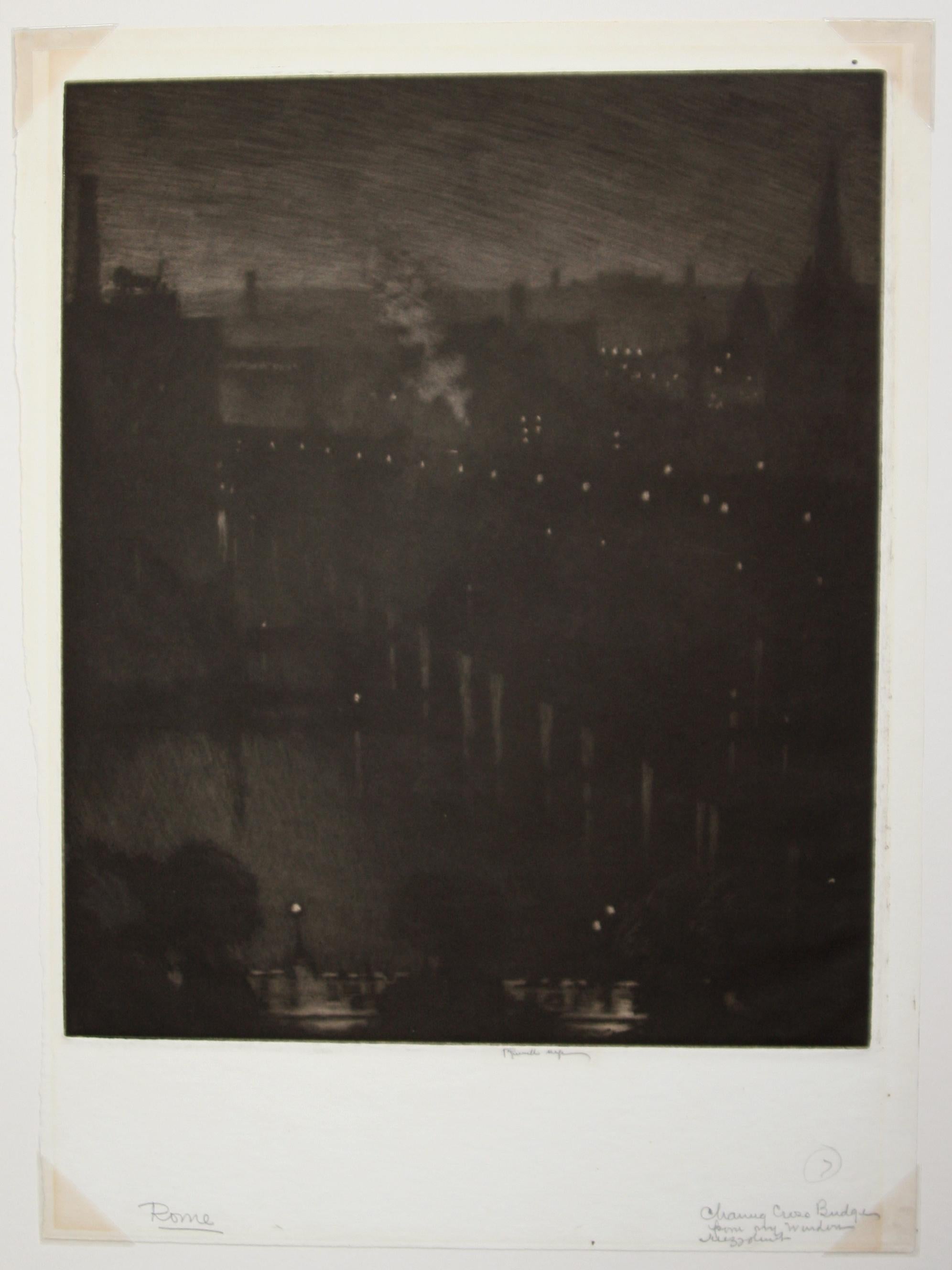Charing Cross Bridge from My Window (Schwarz), Abstract Print, von Joseph Pennell