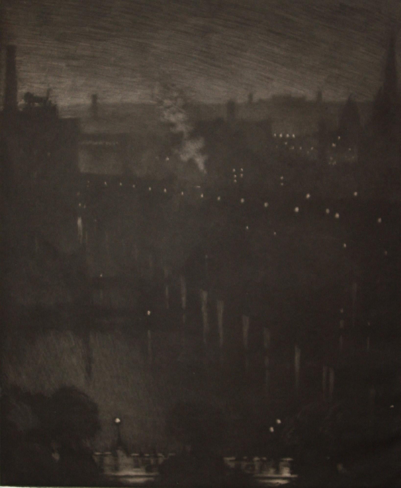 Charing Cross Bridge from My Window - Black Abstract Print by Joseph Pennell