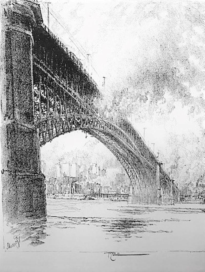 Eads Bridge, St. Louis. - Print by Joseph Pennell