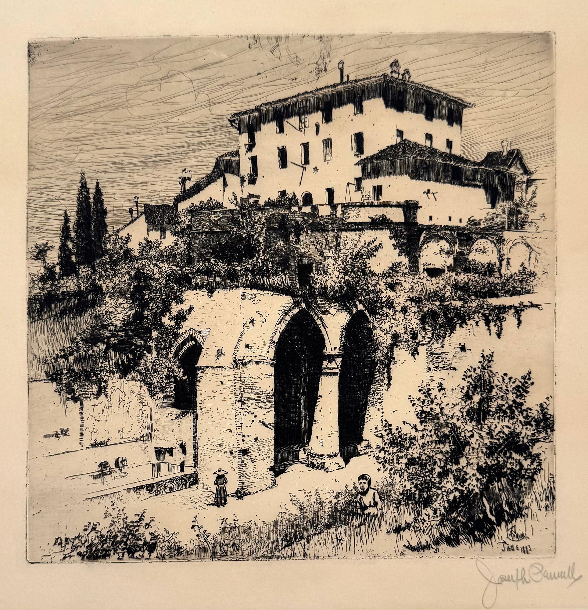 Landscape Print Joseph Pennell - Fonte Nuova, Sienne