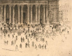 Joseph Pennell (1857-1926) - 1910 Etching, The Pavement at St. Pauls