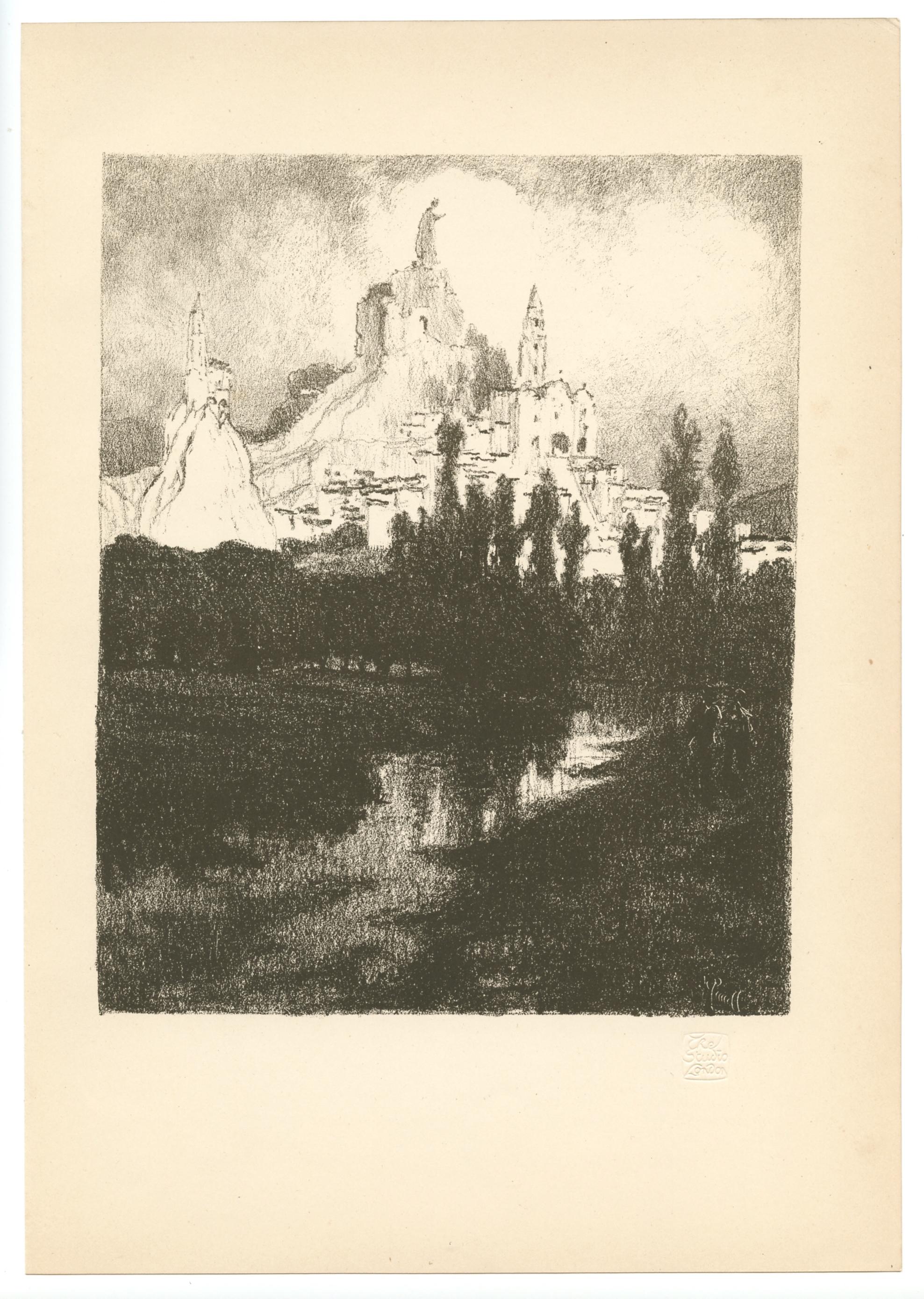 "Le Puy" original lithograph - Print by Joseph Pennell