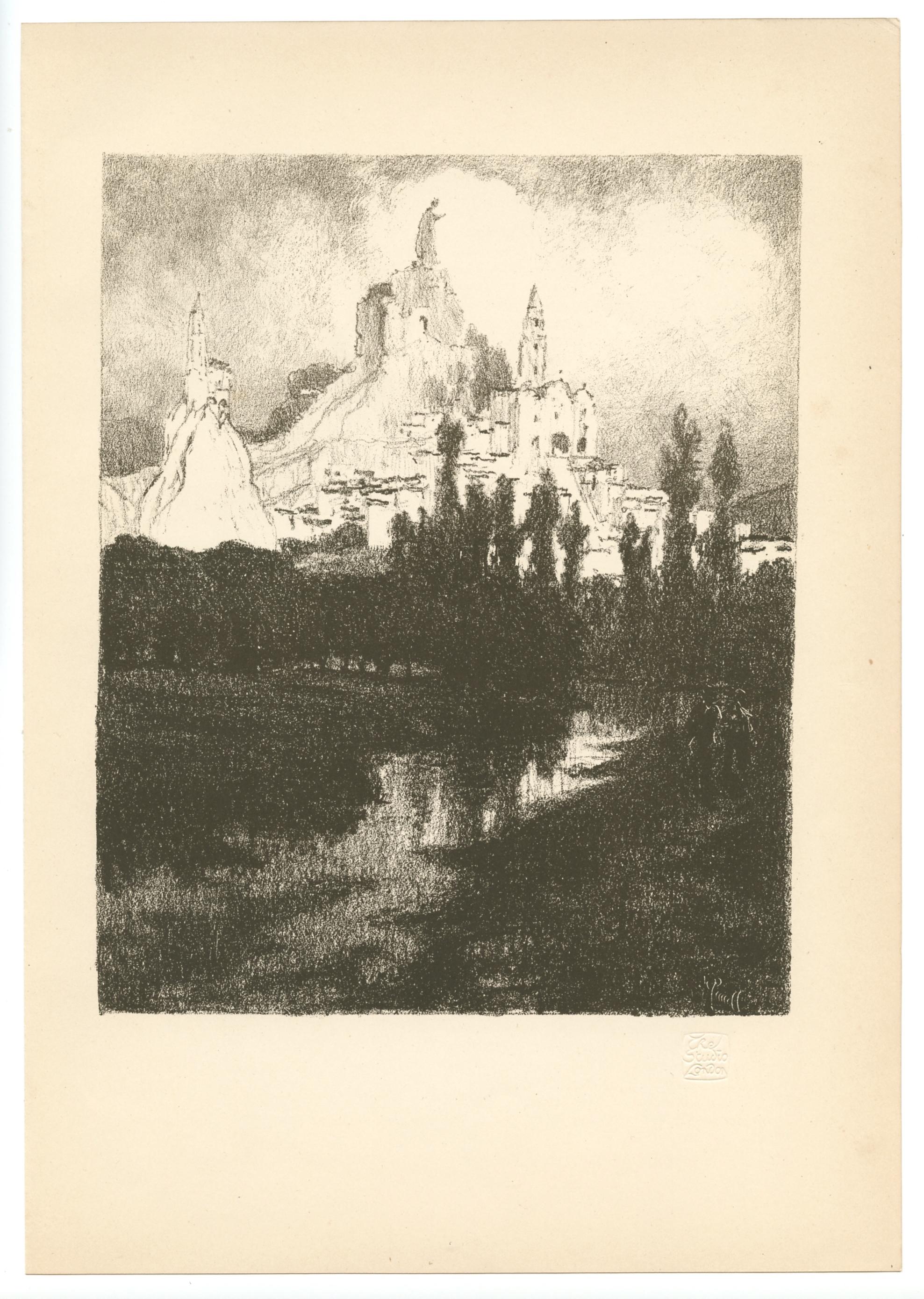 Originallithographie „Le Puy“ – Print von Joseph Pennell