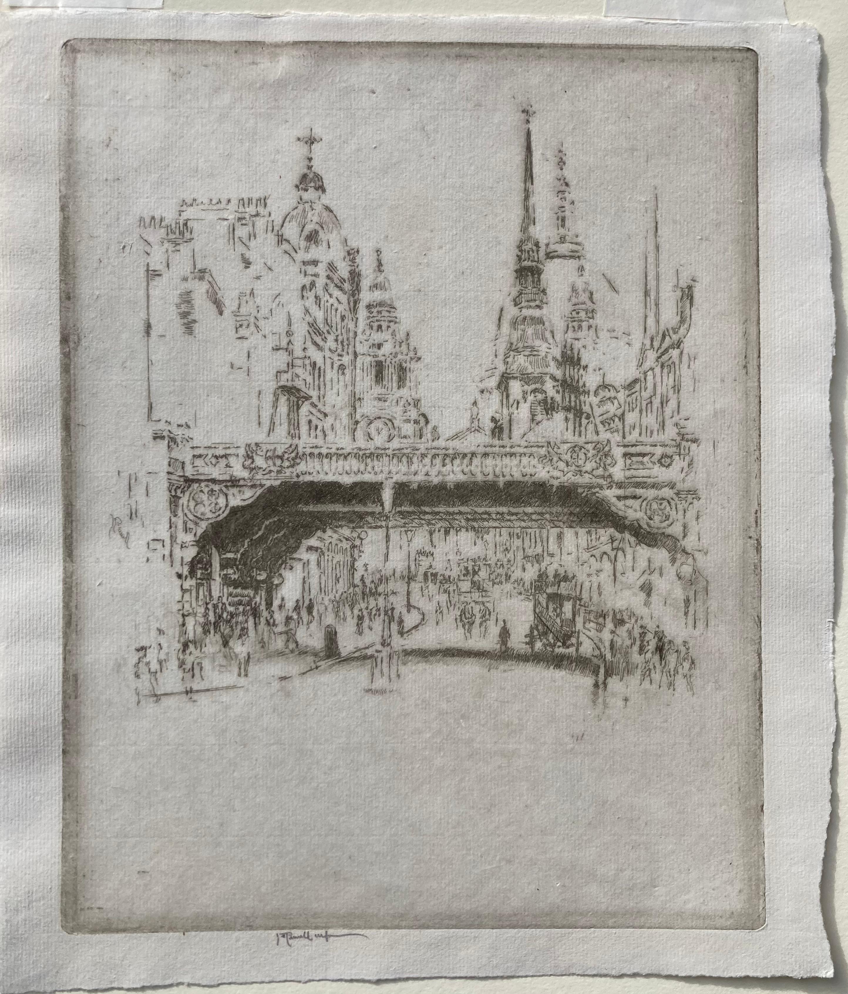 LUDGATE HILL - Print di Joseph Pennell