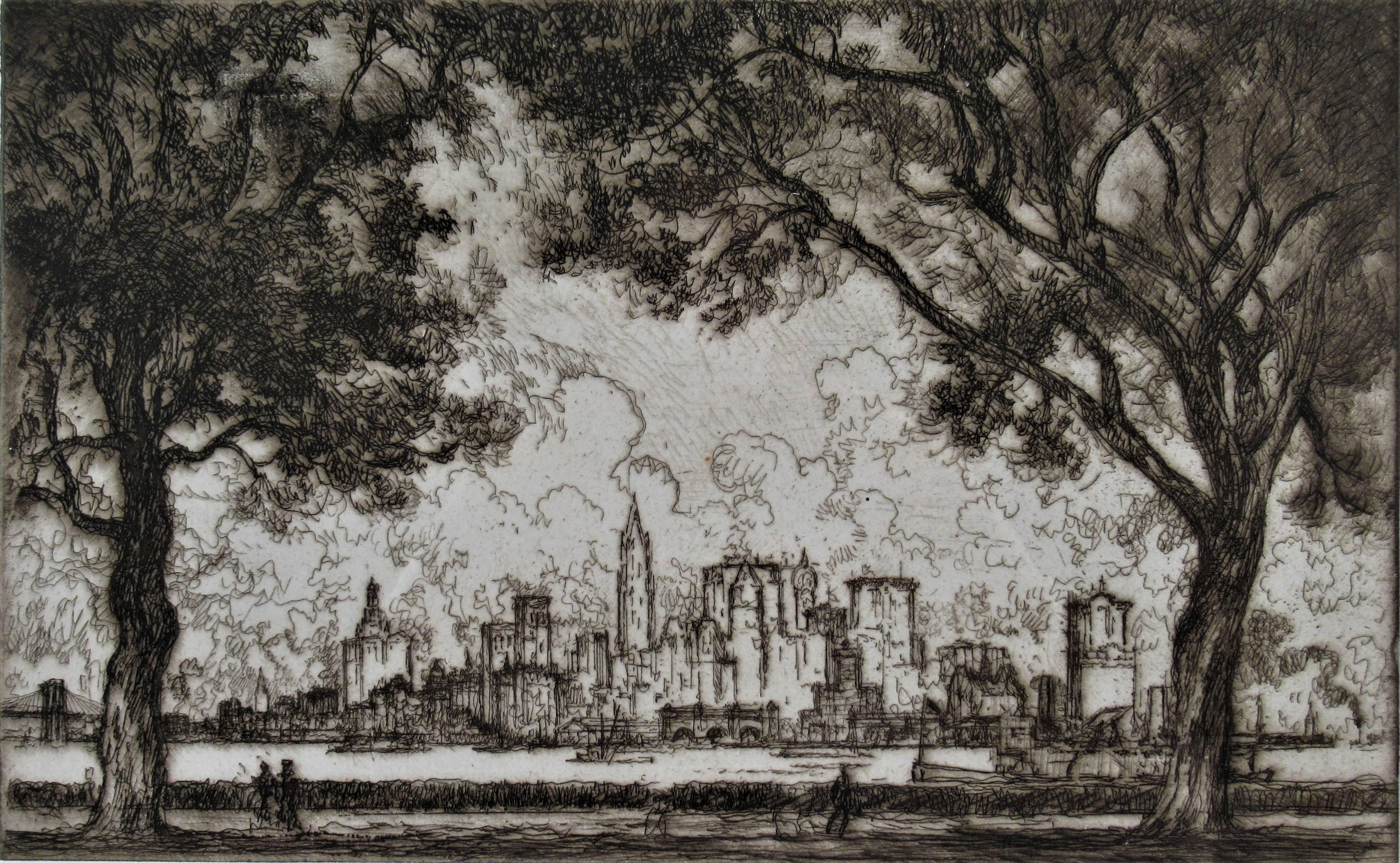 New York from Governor's Island - Print by Joseph Pennell