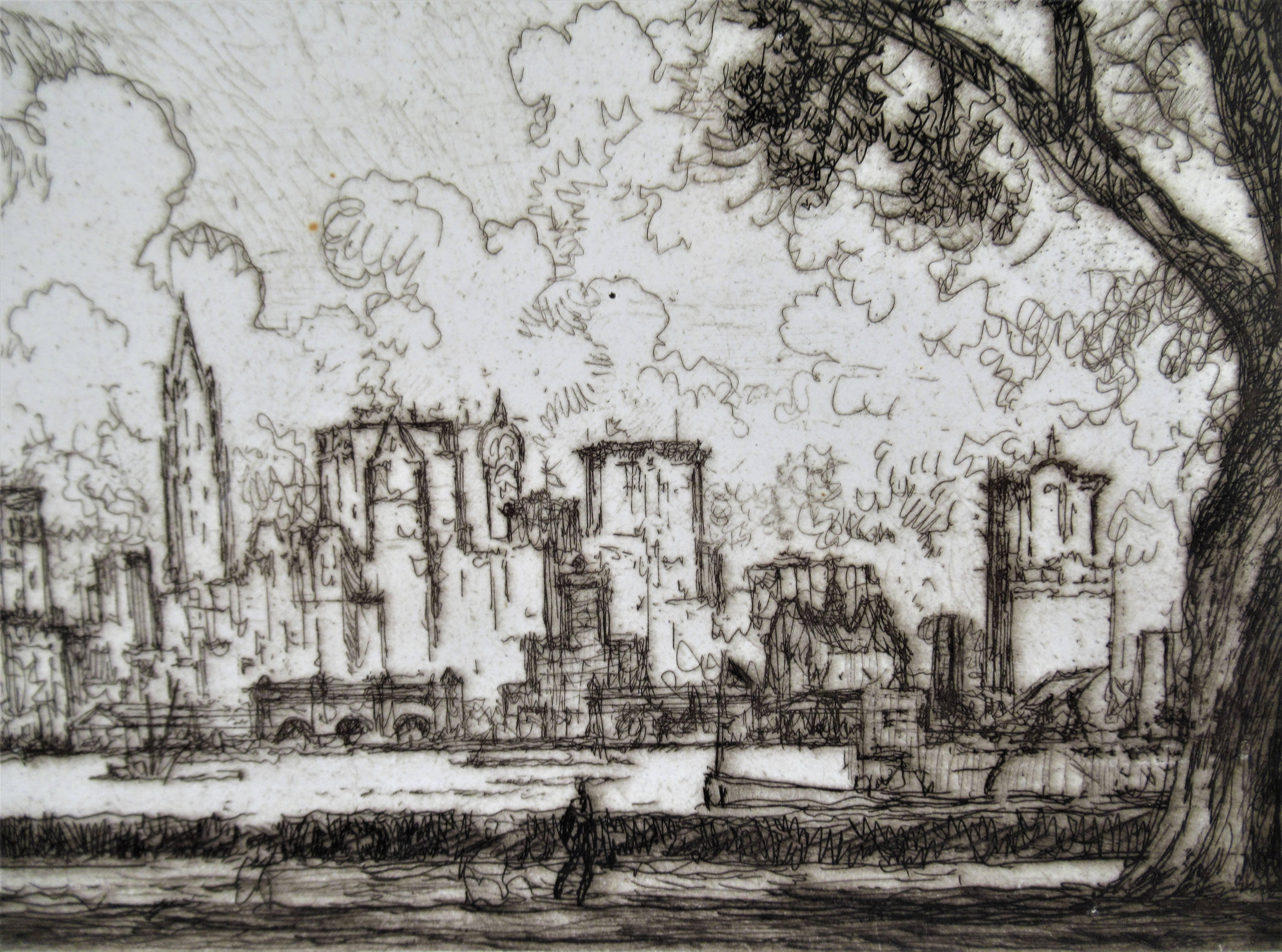 New York from Governor's Island - Realist Print by Joseph Pennell