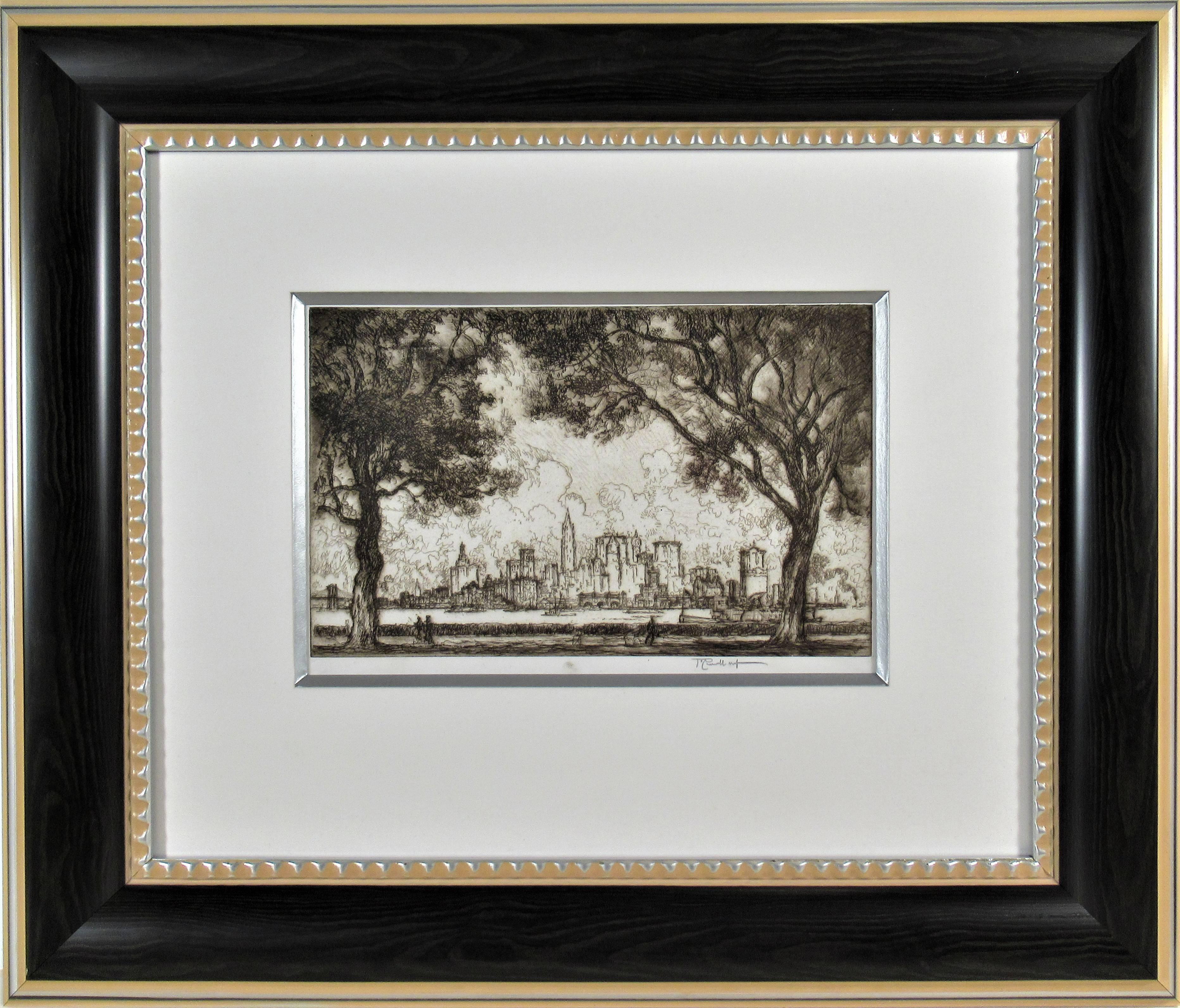 Joseph Pennell Landscape Print - New York from Governor's Island