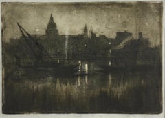 St Paul's from the River, 1894 - Aquatint of London by Joseph Pennell