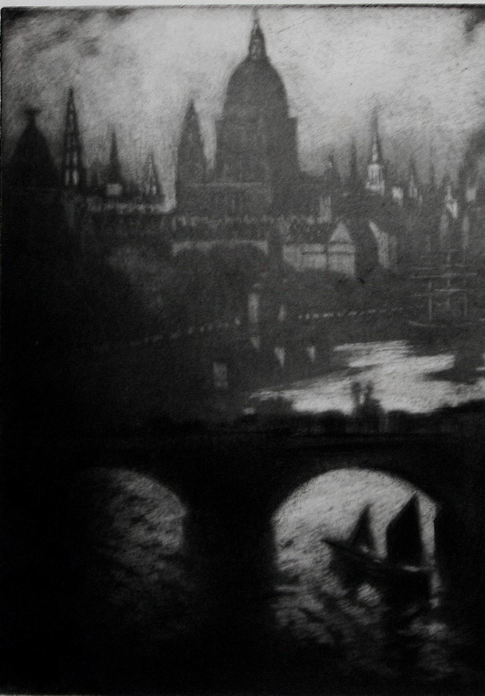 Die Stadt von Wren's (Schwarz), Landscape Print, von Joseph Pennell