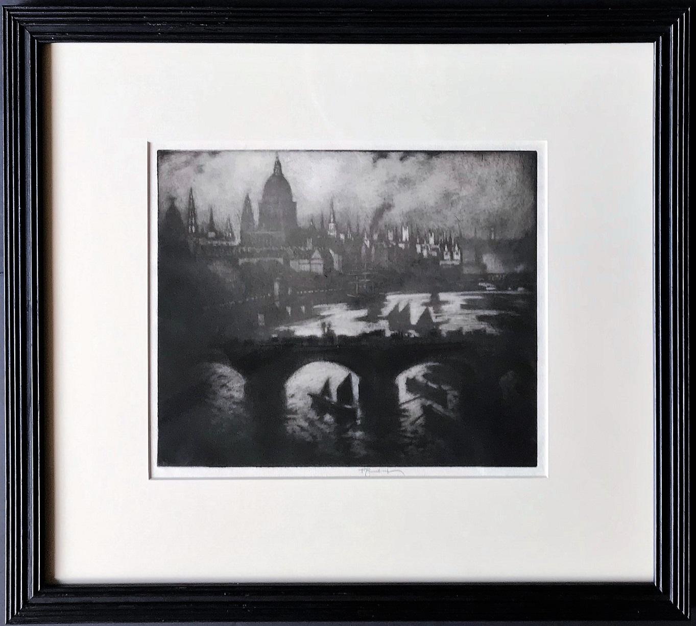 Wren's City - Black Landscape Print by Joseph Pennell