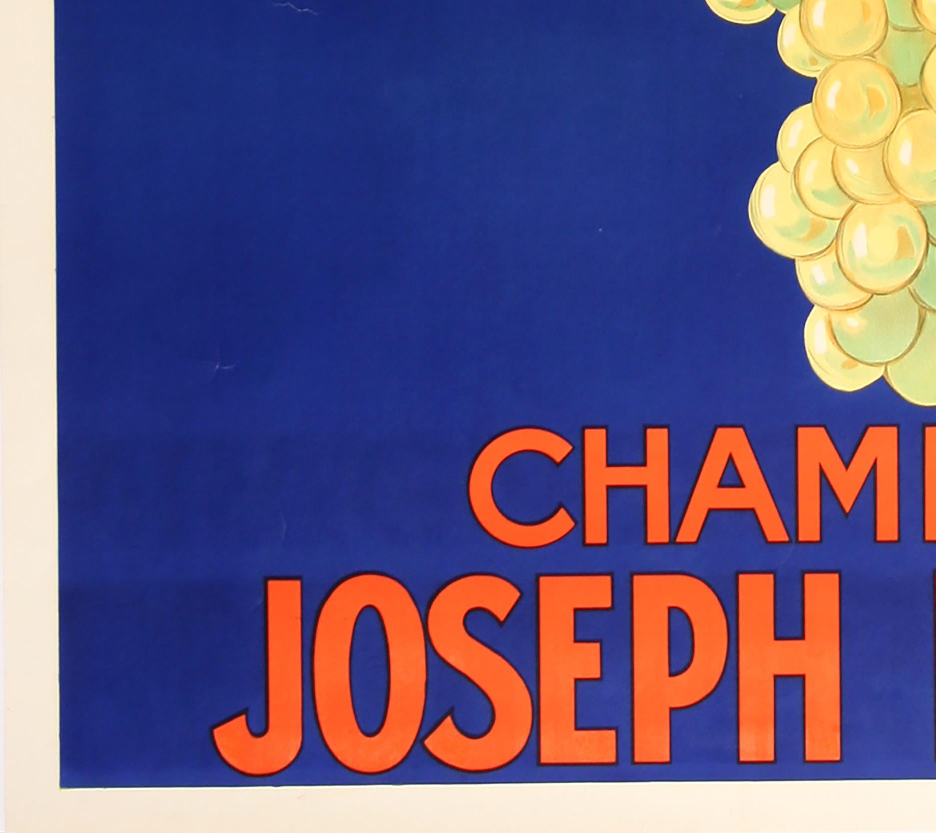 Affiche publicitaire vintage Champagne French Alcohol de Joseph Perrier, C1930, Stall en vente 1