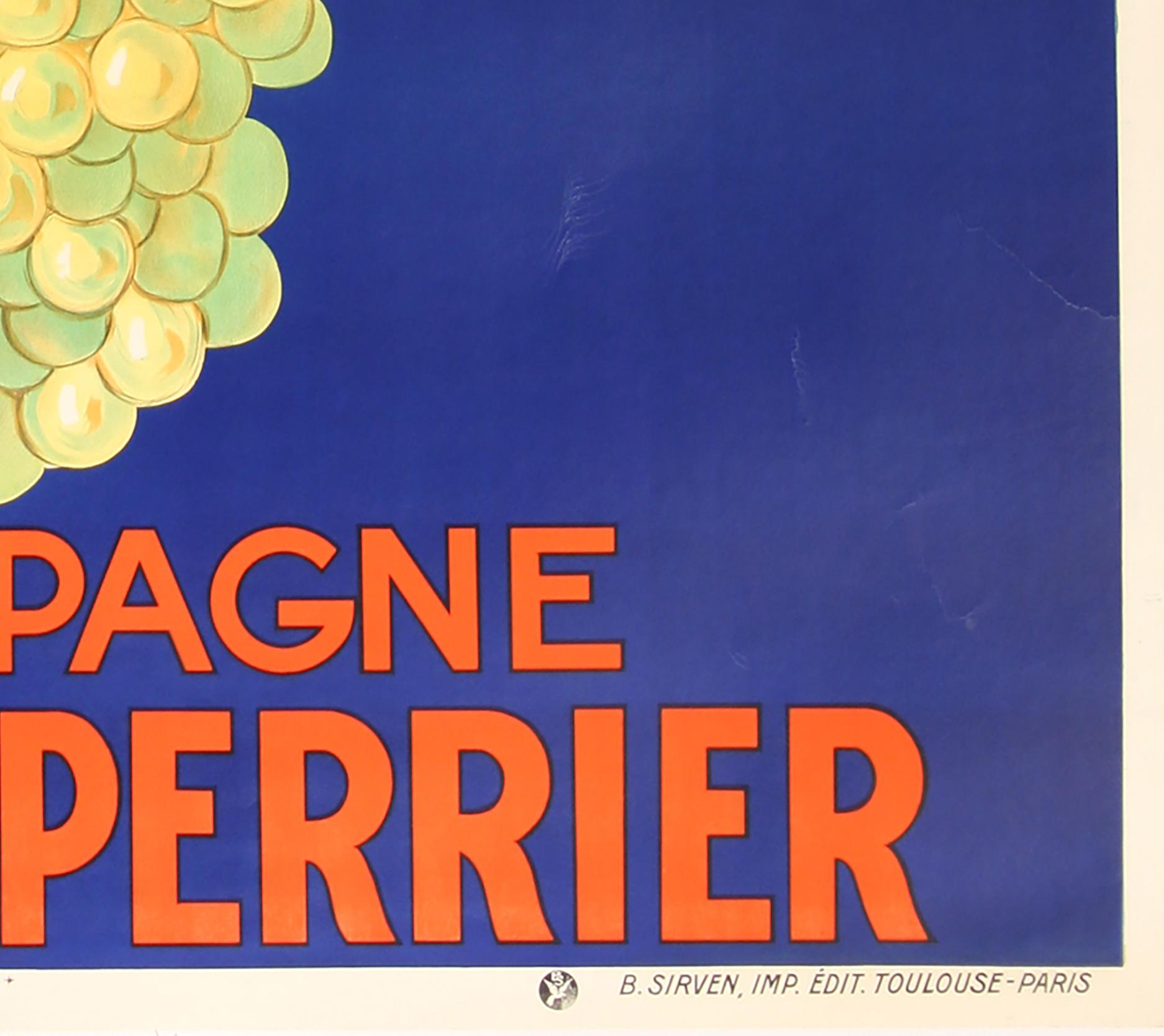Affiche publicitaire vintage Champagne French Alcohol de Joseph Perrier, C1930, Stall en vente 2