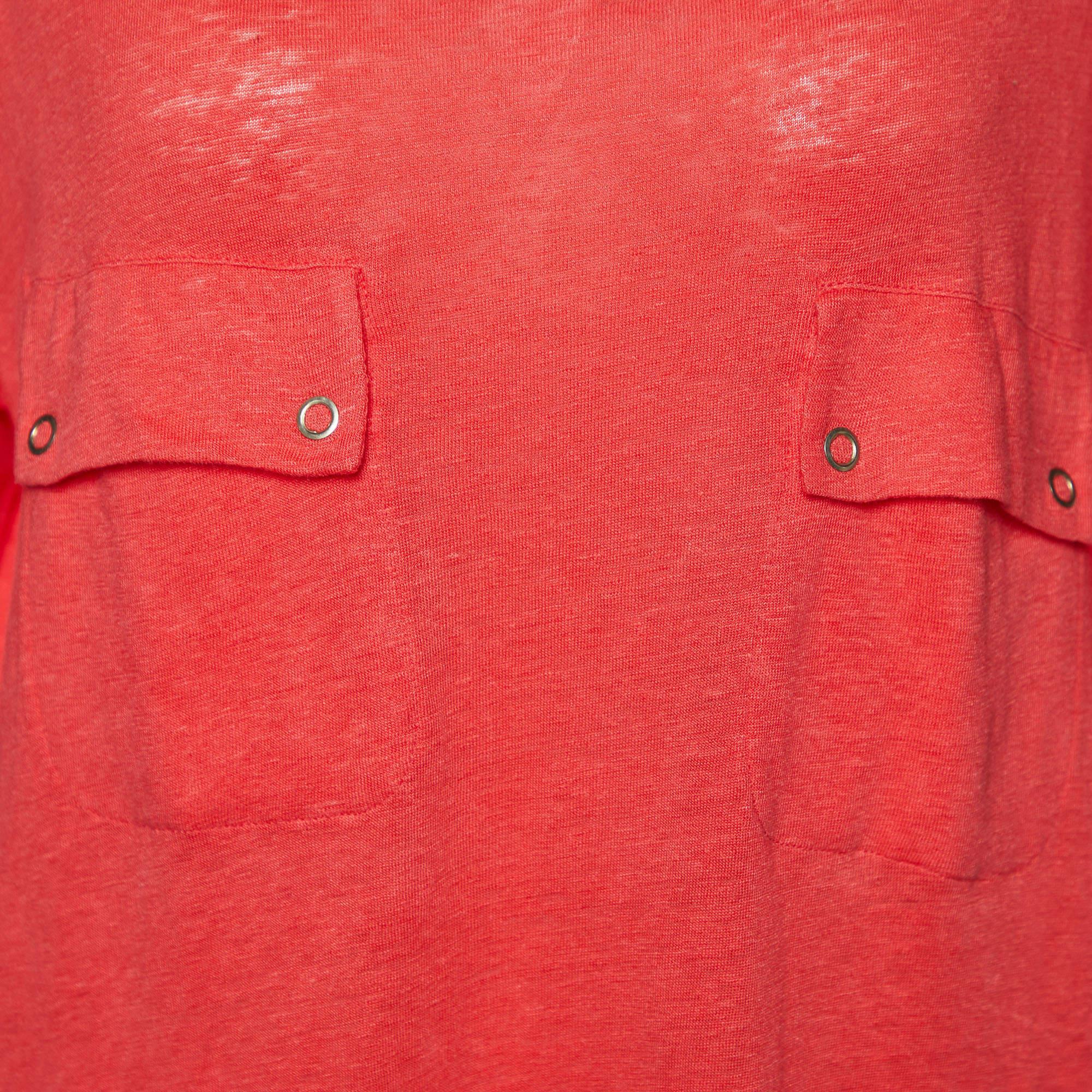 Rose Joseph Pink Linen Knit Pocket Detail Tunic M en vente