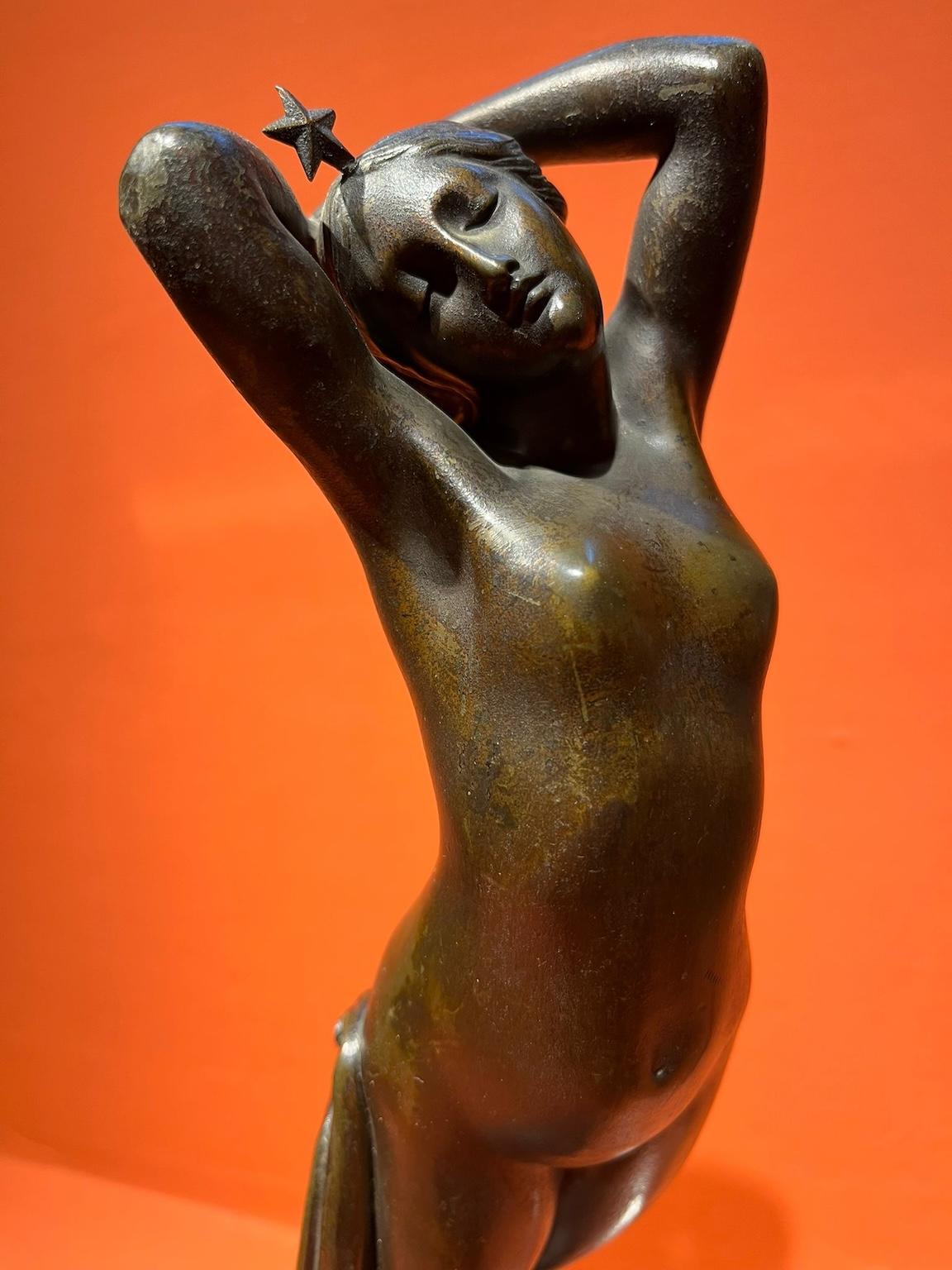 Joseph Pollet Nude Sculpture - 19th century French mythological figurative female bronze statuette