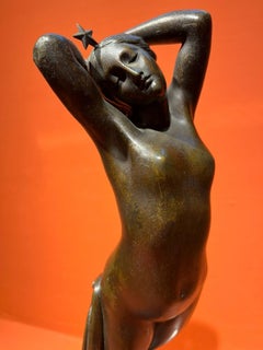 Antique 19th century French mythological figurative female bronze statuette