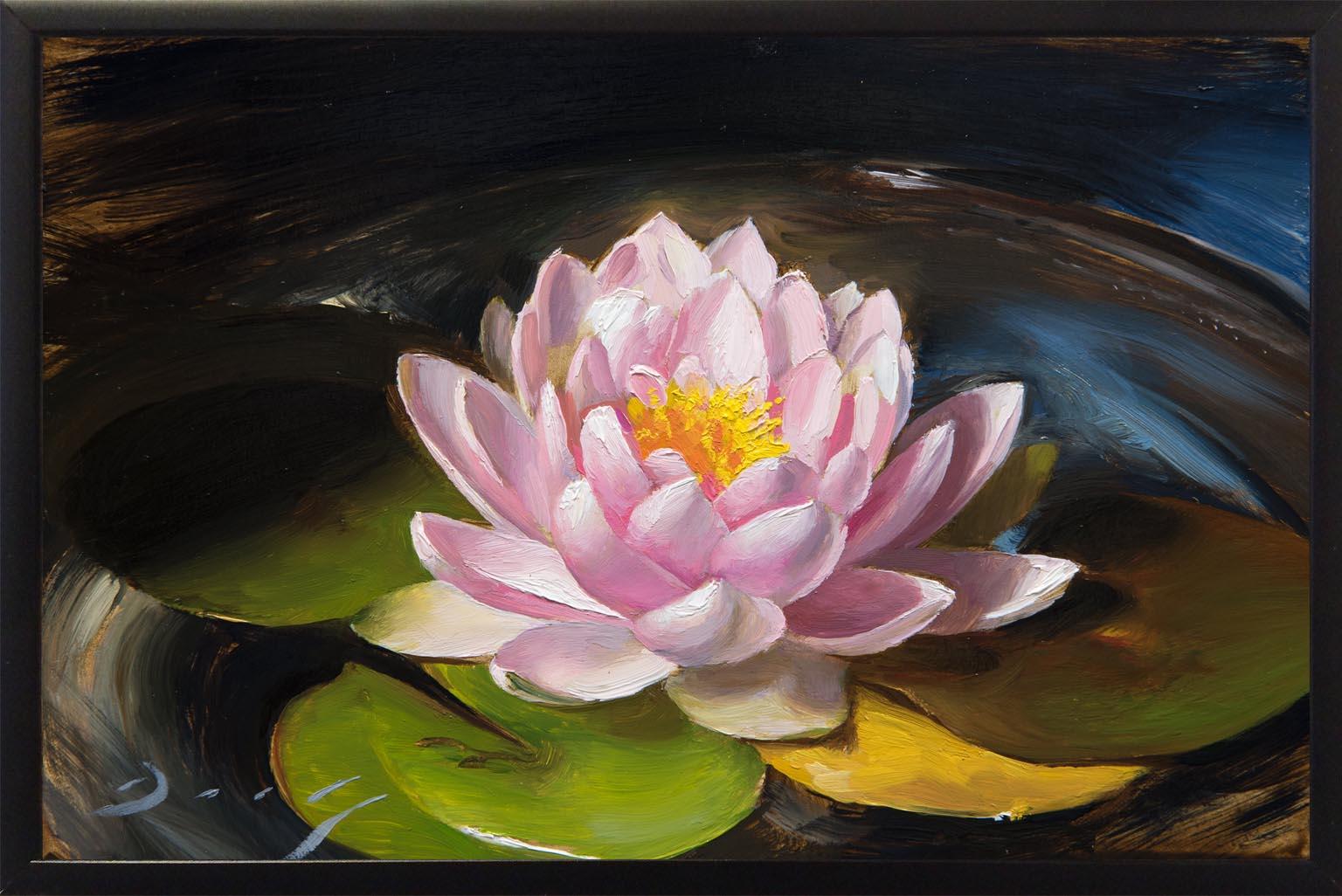 Realist pink white and yellow flower, 