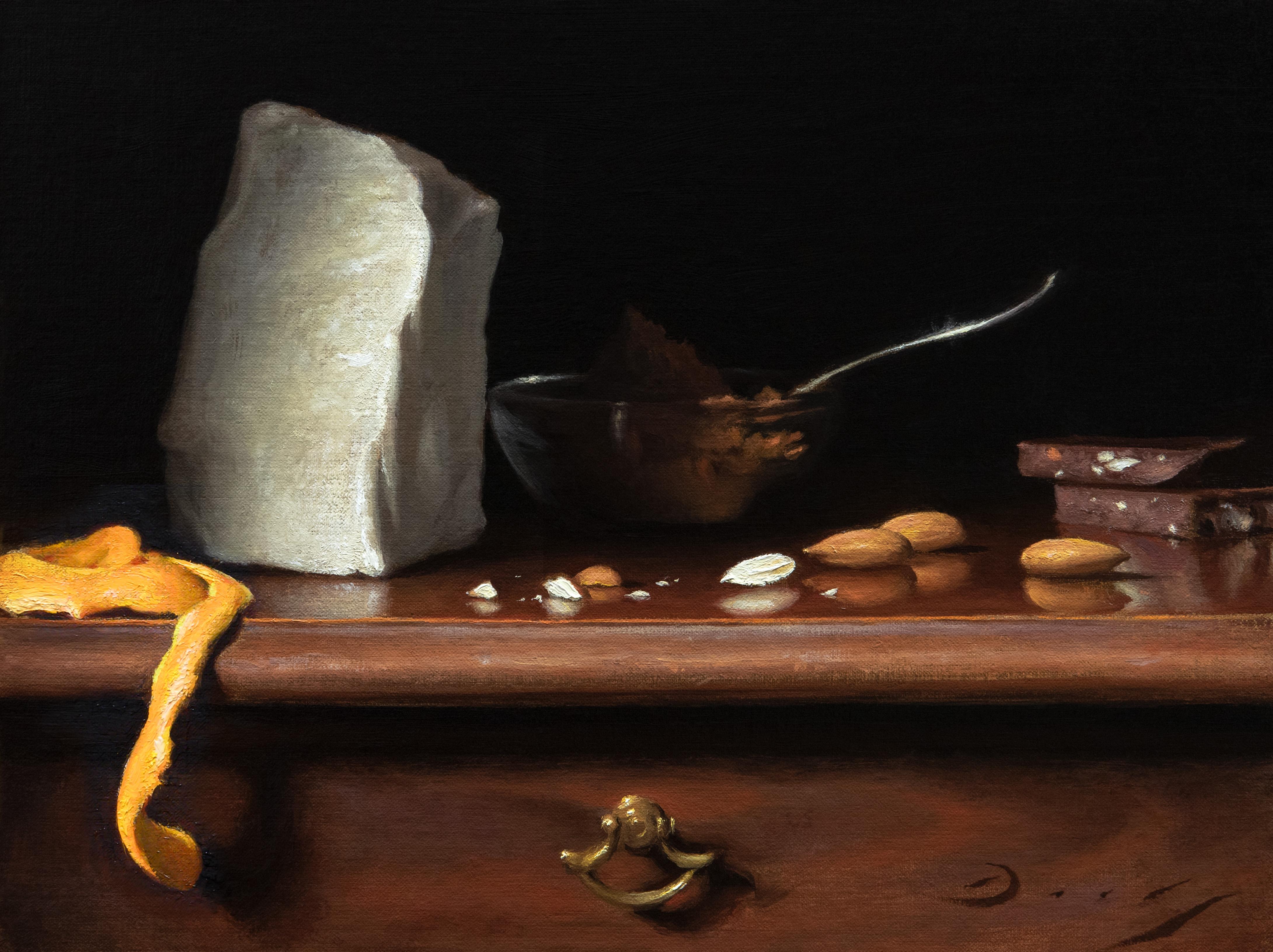 Joseph Q. Daily Still-Life Painting - Realist Still Life, "Homemade Chocolate", oil on linen on panel 