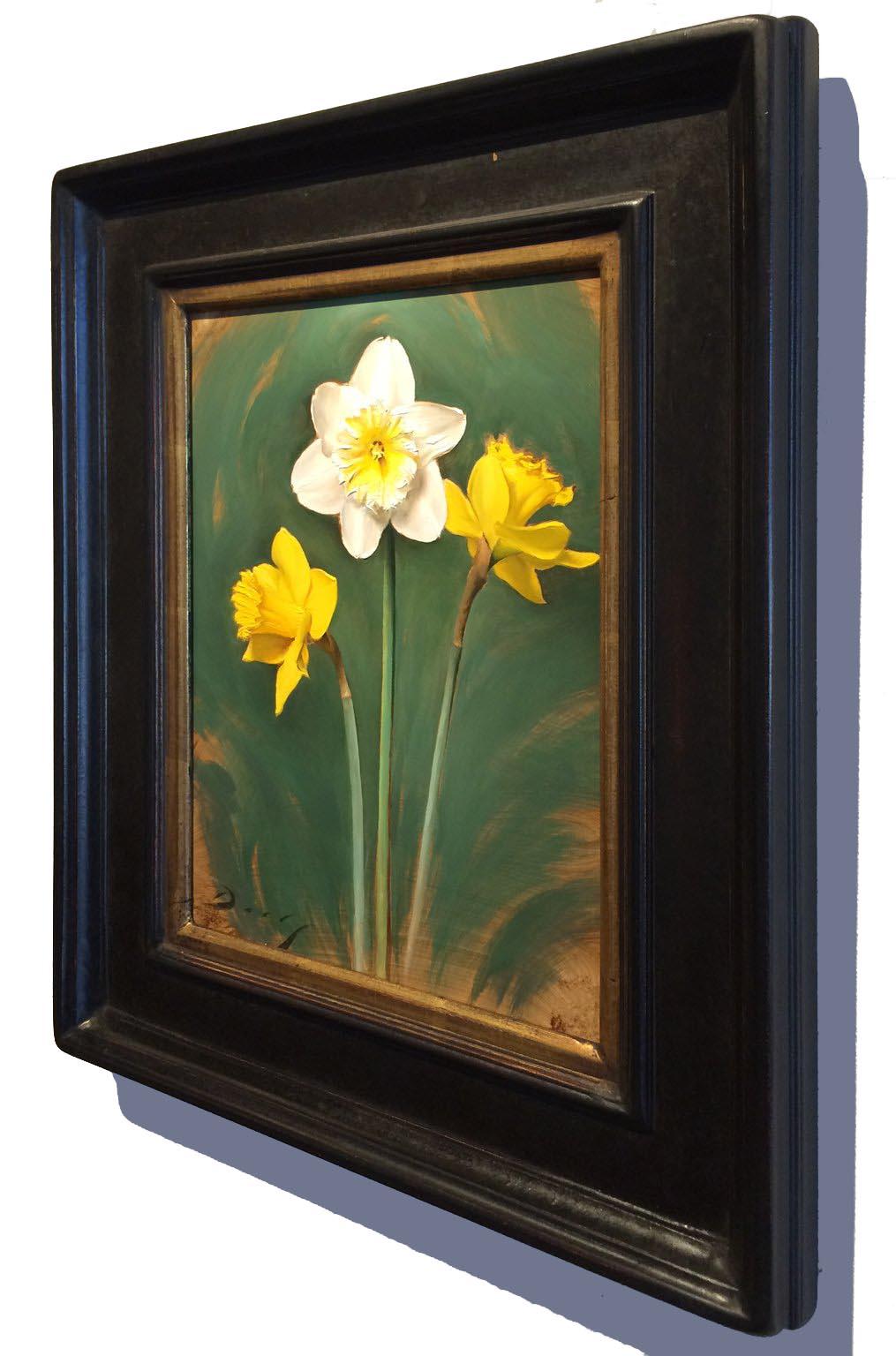 Realist yellow white and green flowers, 
