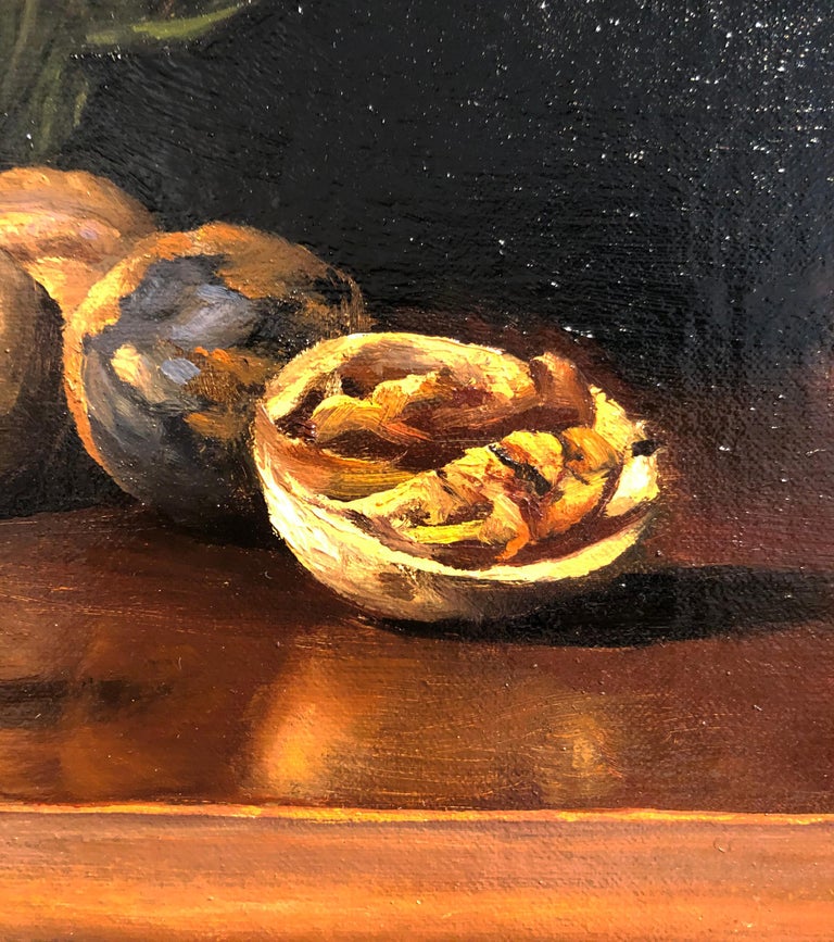Joseph Q. Daily "Still Life with Walnuts and Quince" (Realist oil painting) For Sale at 1stDibs