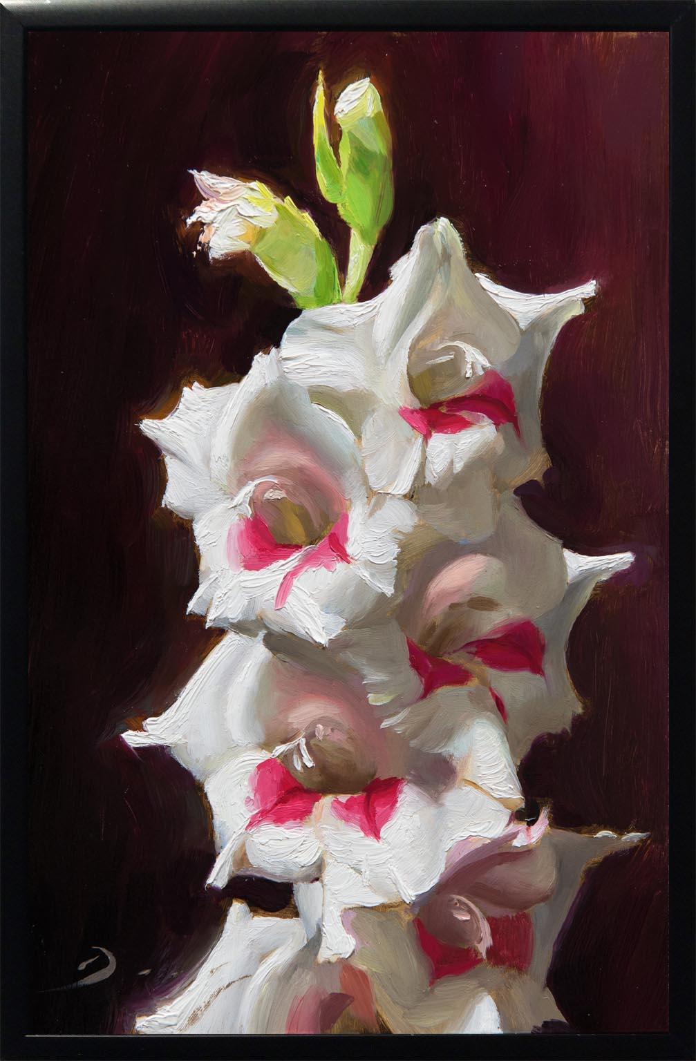 White Gladiolus - Painting by Joseph Q. Daily