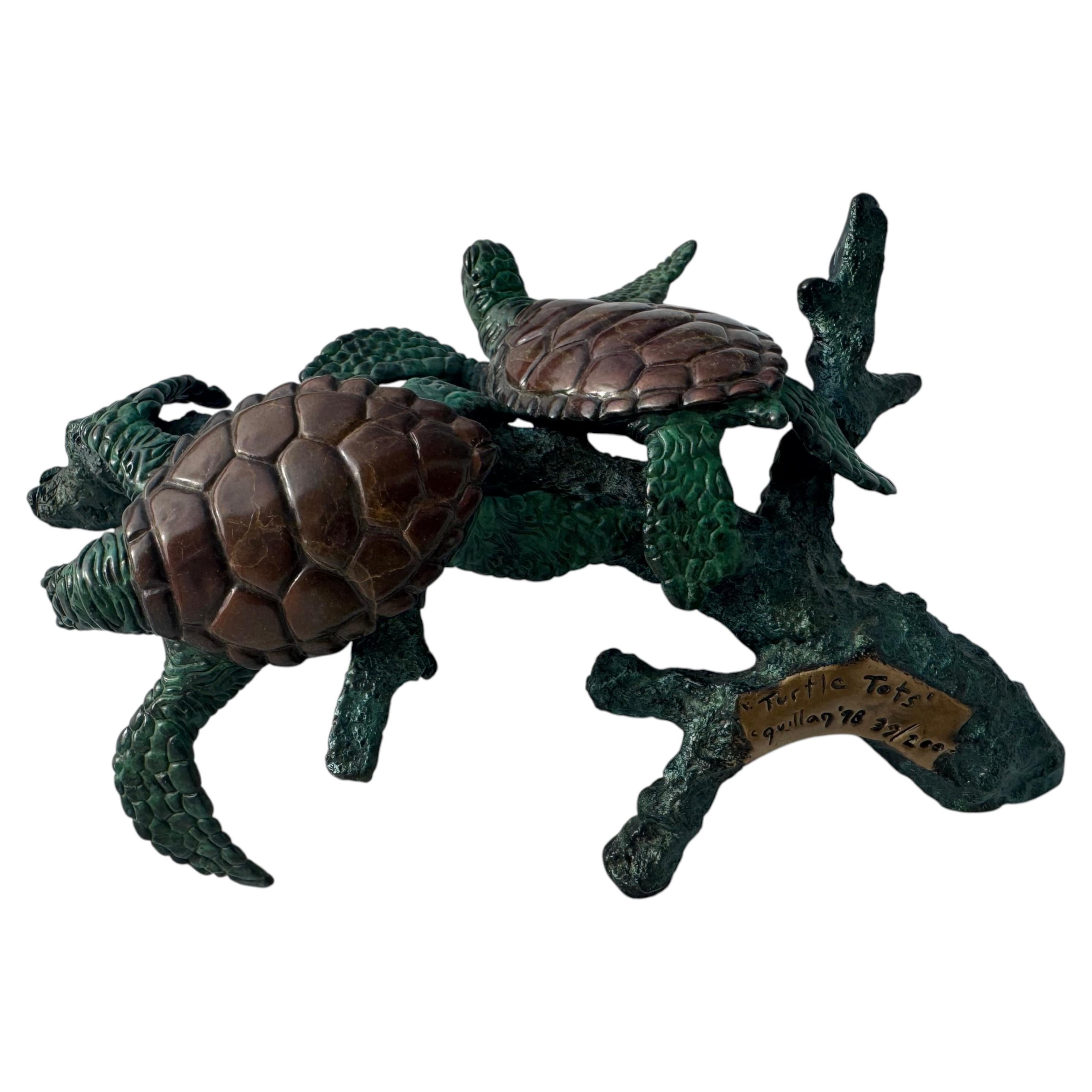 Joseph Quillan Patinated Bronze "Turtle Tots" Sculpture 39/200 For Sale