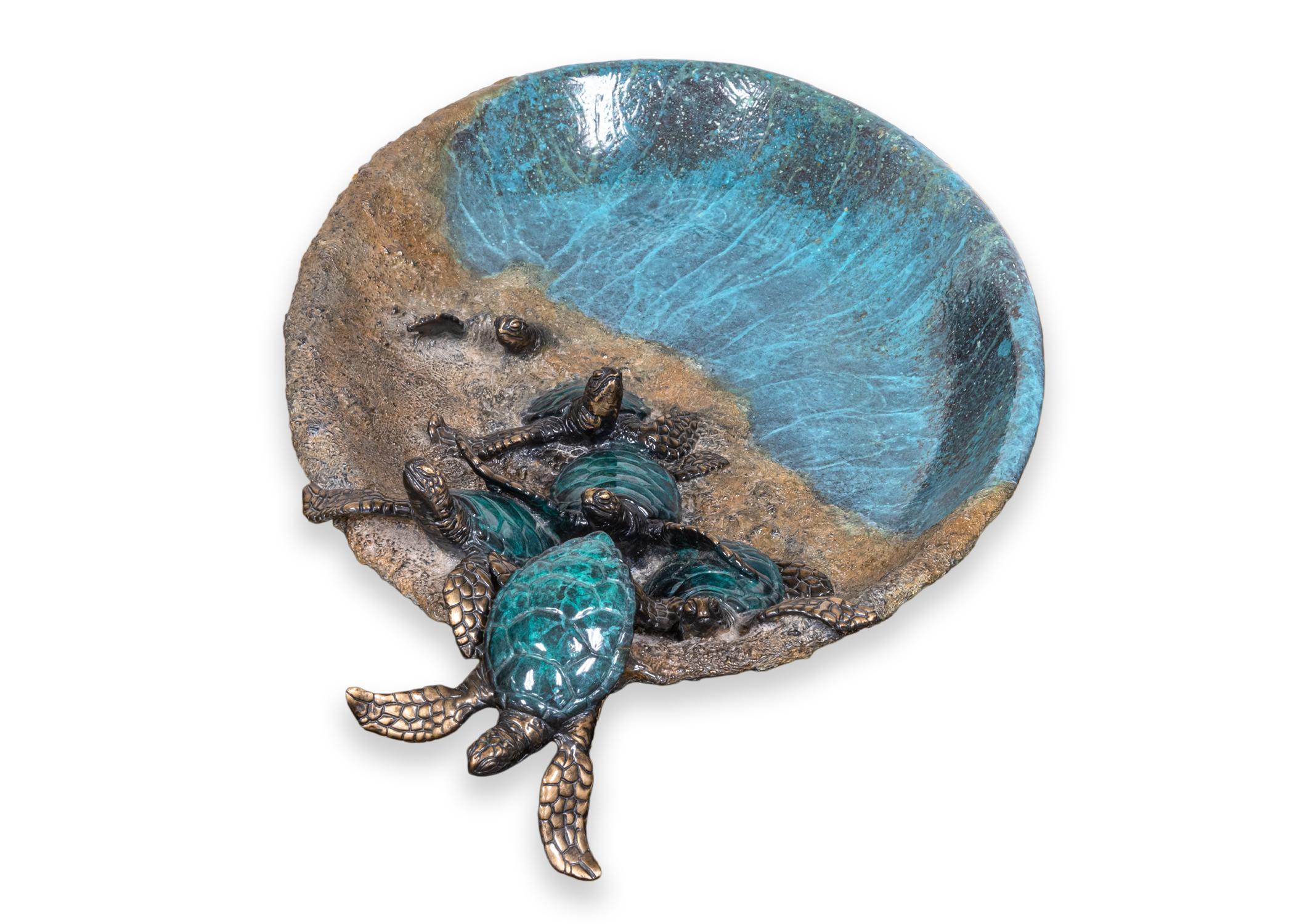 Joseph Quillian Limited Signed Bronze Turtle Dish and Bronze Turtle Sculptures In Good Condition In Keego Harbor, MI
