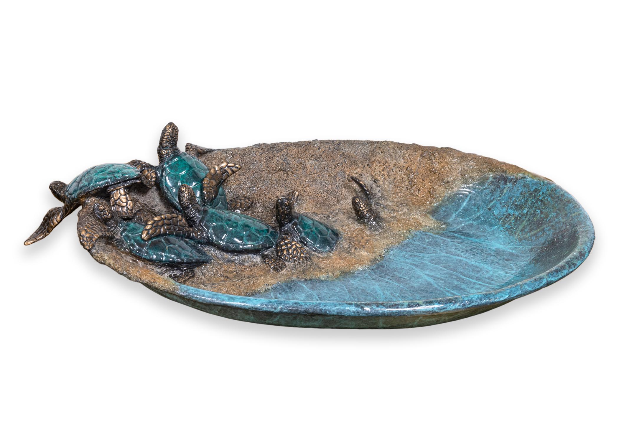 20th Century Joseph Quillian Limited Signed Bronze Turtle Dish and Bronze Turtle Sculptures