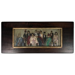 Vintage Joseph R. Eger Oil on Board Folk Art Painting, "The Wedding" W N Y Artist