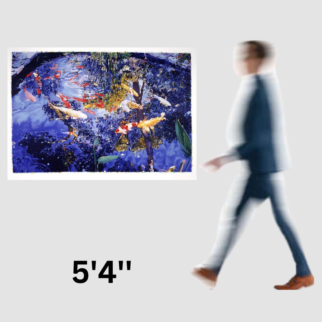 Écran de l'étang, 2004 par Joseph Raffael (rouge et jaune koi dans l'étang) en vente 2
