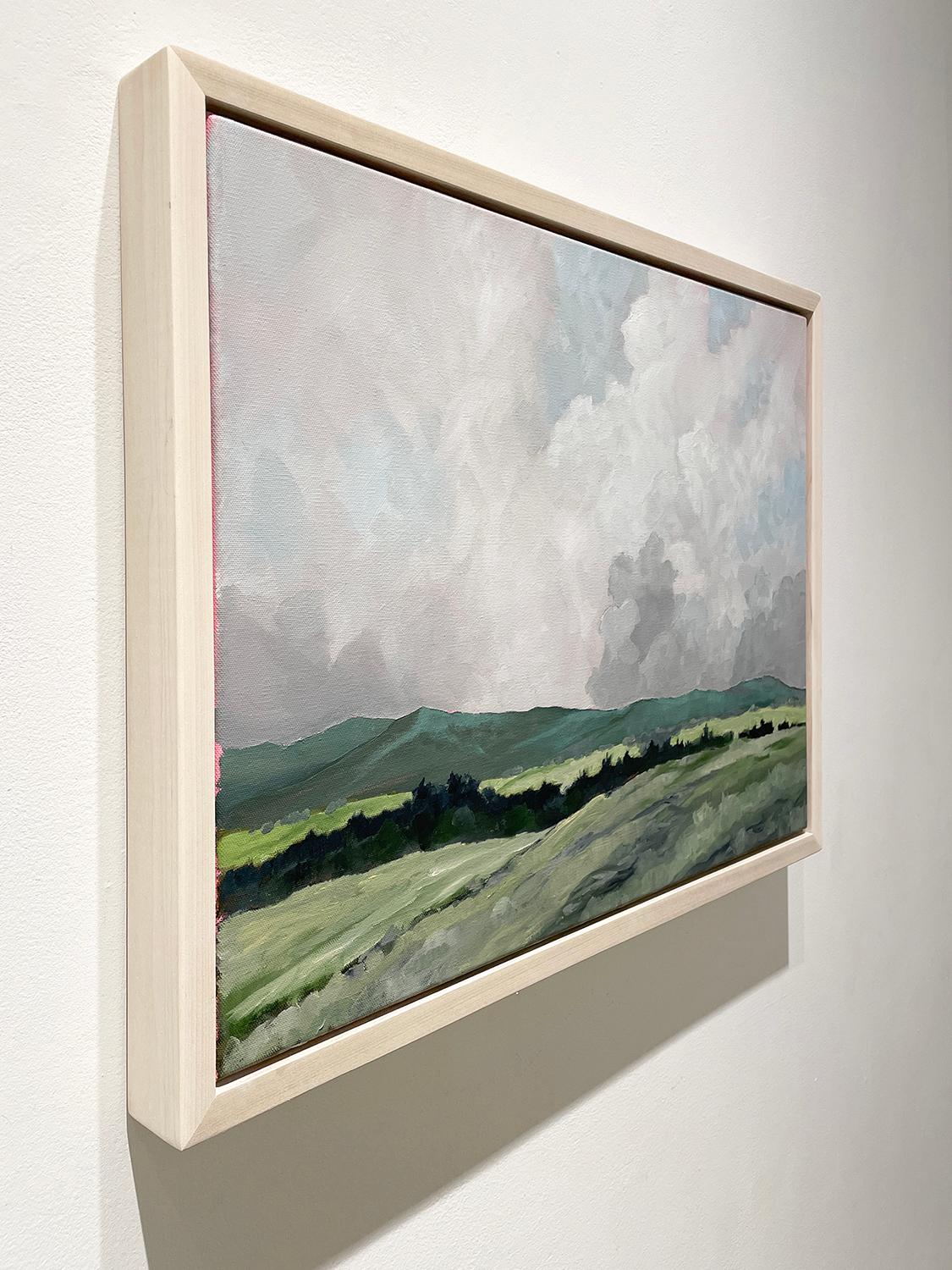Modern en plein air landscape oil painting on canvas of countryside mountains and grey sky
'Clearing Storm' by Joseph Rapp
18 x 24 inches, oil on canvas
19.75 x 24 x 2 inches framed in white stained wood floater frame

Joseph Rapp’s craftsmanship is