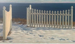 "Snow Gate" Winter Landscape, Snow, Snow and Sea, Contemporary Oil painting 