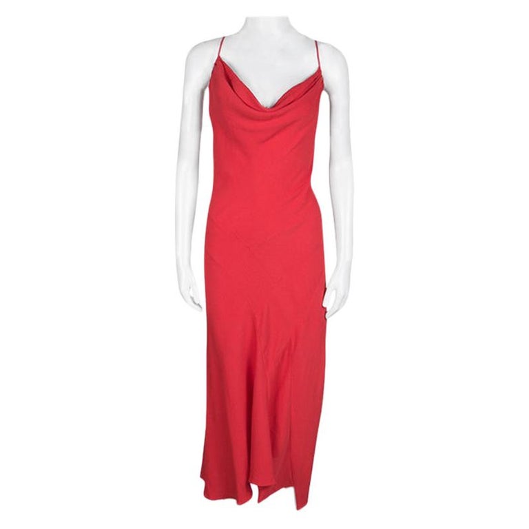 Joseph Red Crepe Noodle Strap Cross Back Naomi Dress M For Sale at 1stDibs