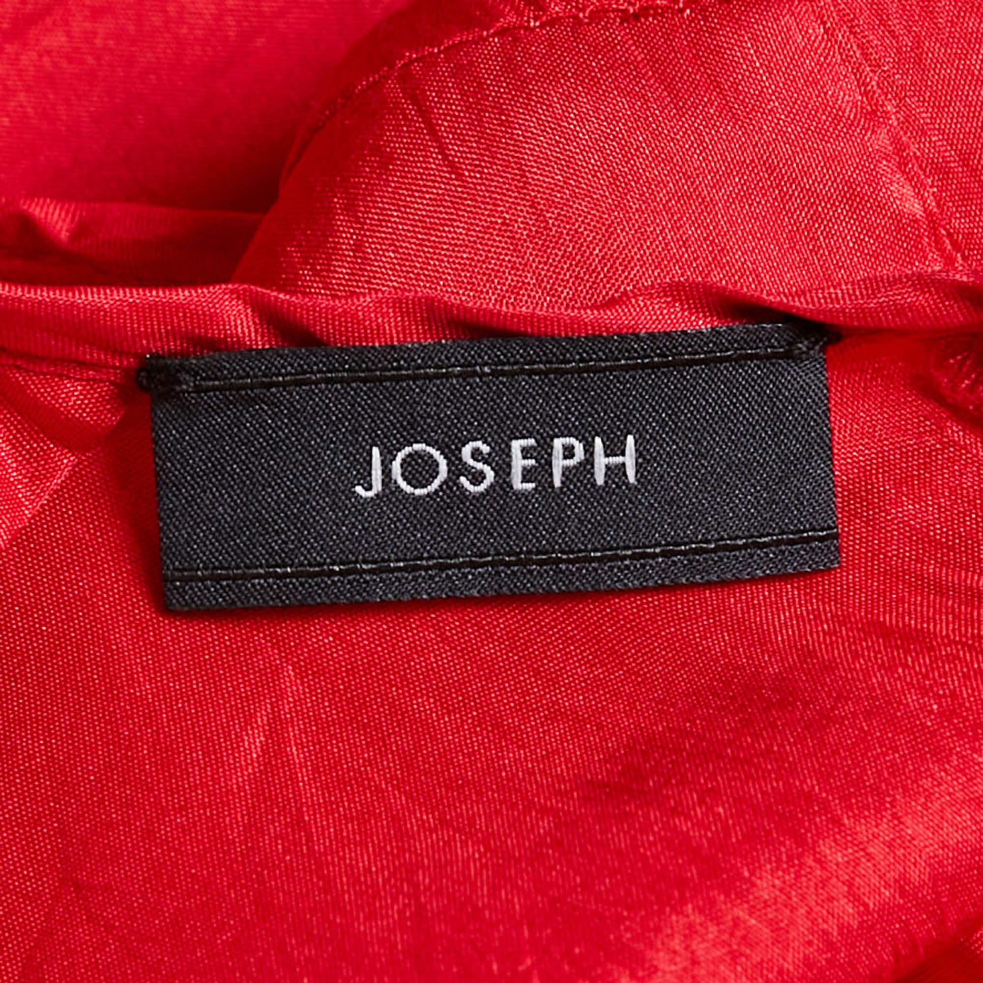 Joseph Red Crinkle Silk Loose Fit Blouse M For Sale 1
