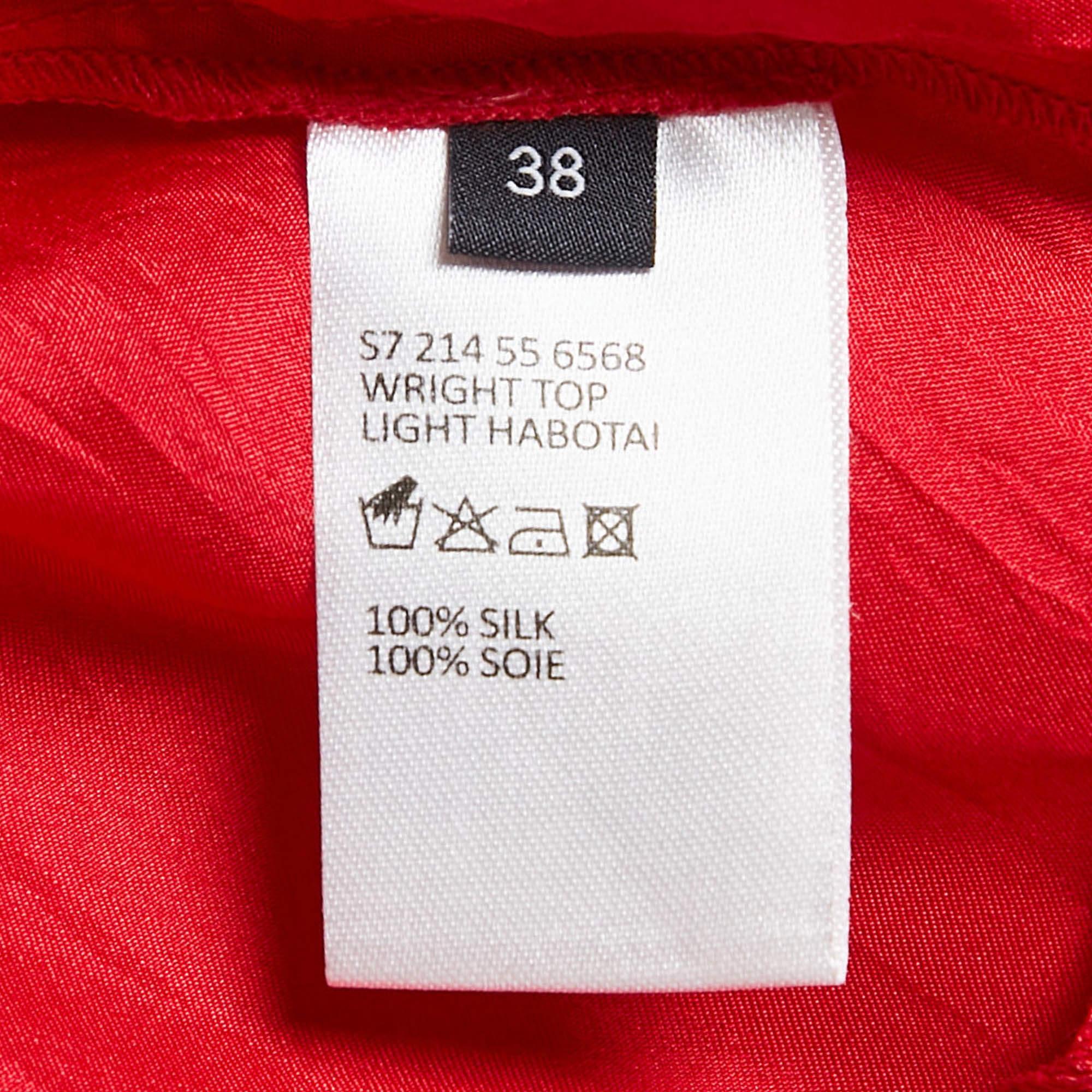 Joseph Red Crinkle Silk Loose Fit Blouse M For Sale 2