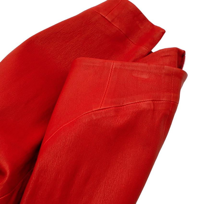 Joseph Red Leather Pencil Skirt - Size US2 For Sale 2