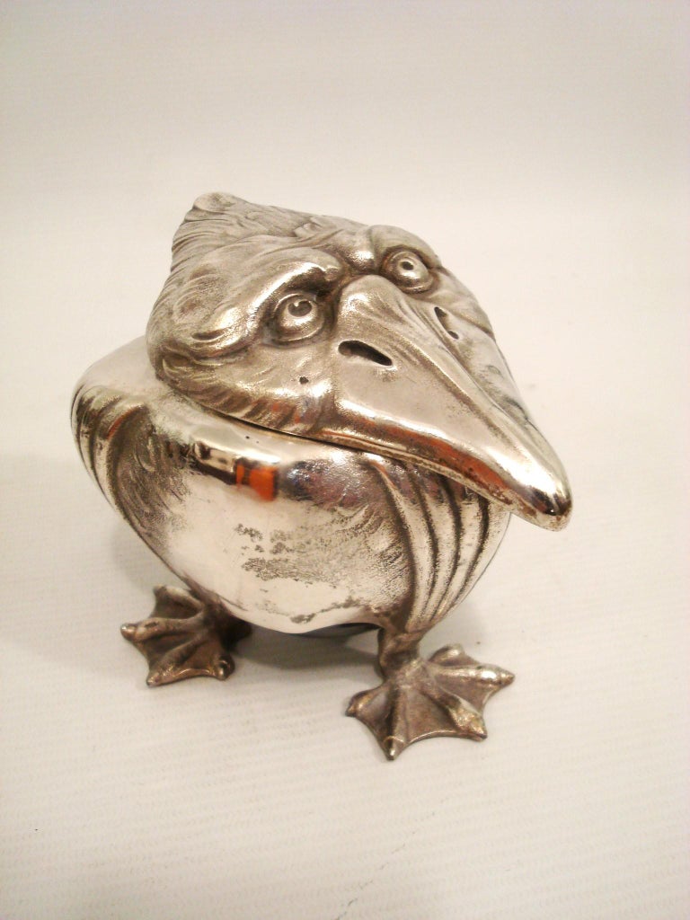 Joseph Reinemann Jugendstil Pewter Novelty Bird Desk Inkwell