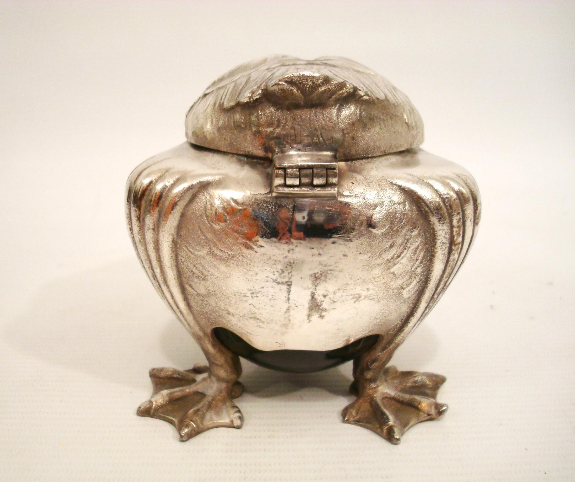 Ceramica Calamaio da scrivania Joseph Reinemann Jugendstil in peltro, Germania, 1902 ca. in vendita