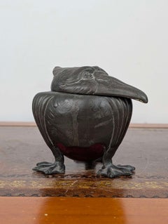Joseph Reinemann, Munich, Pewter Inkwell in Grotesque Bird Form