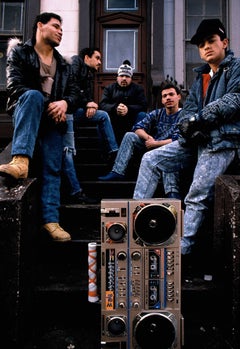 Vintage Boombox on the stoop, Spanish Harlem, NY 