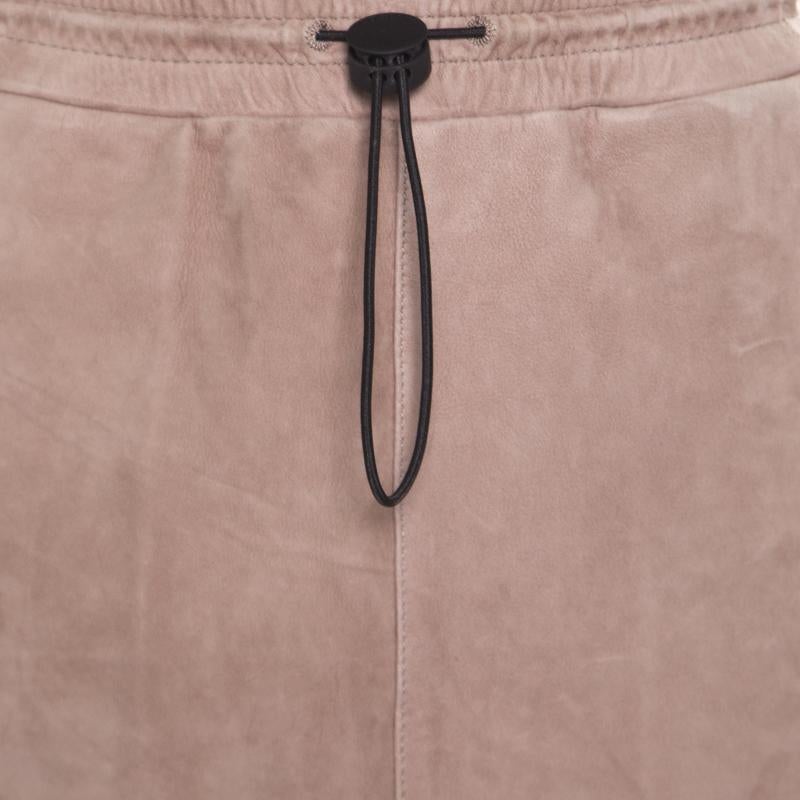 Joseph Rose Taupe Suede Drawstring Detail Margo Pencil Skirt S In Good Condition In Dubai, Al Qouz 2