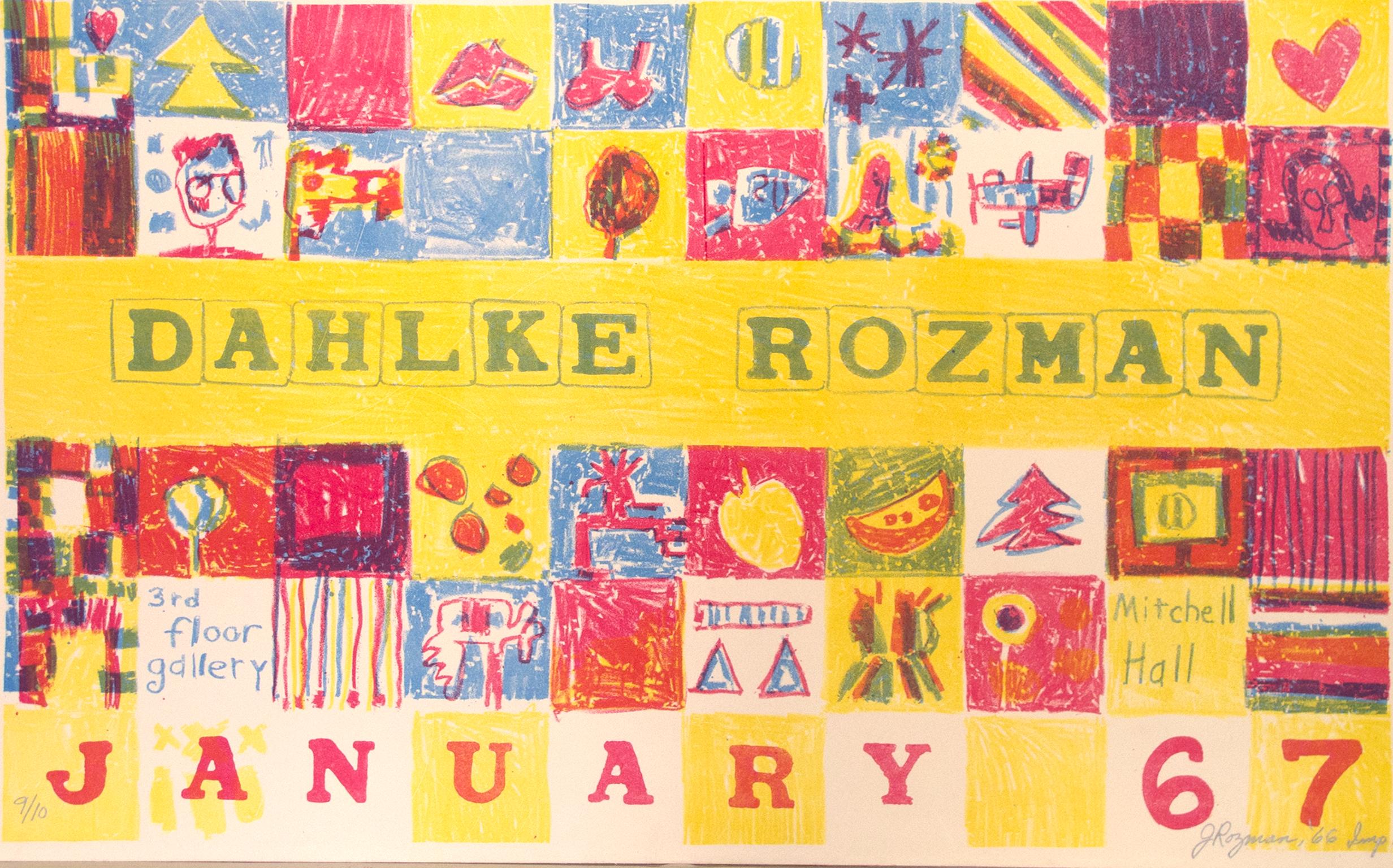 "Dahlke-Rozman, Exhibition Poster, " Original Color Lithograph by Joseph Rozman