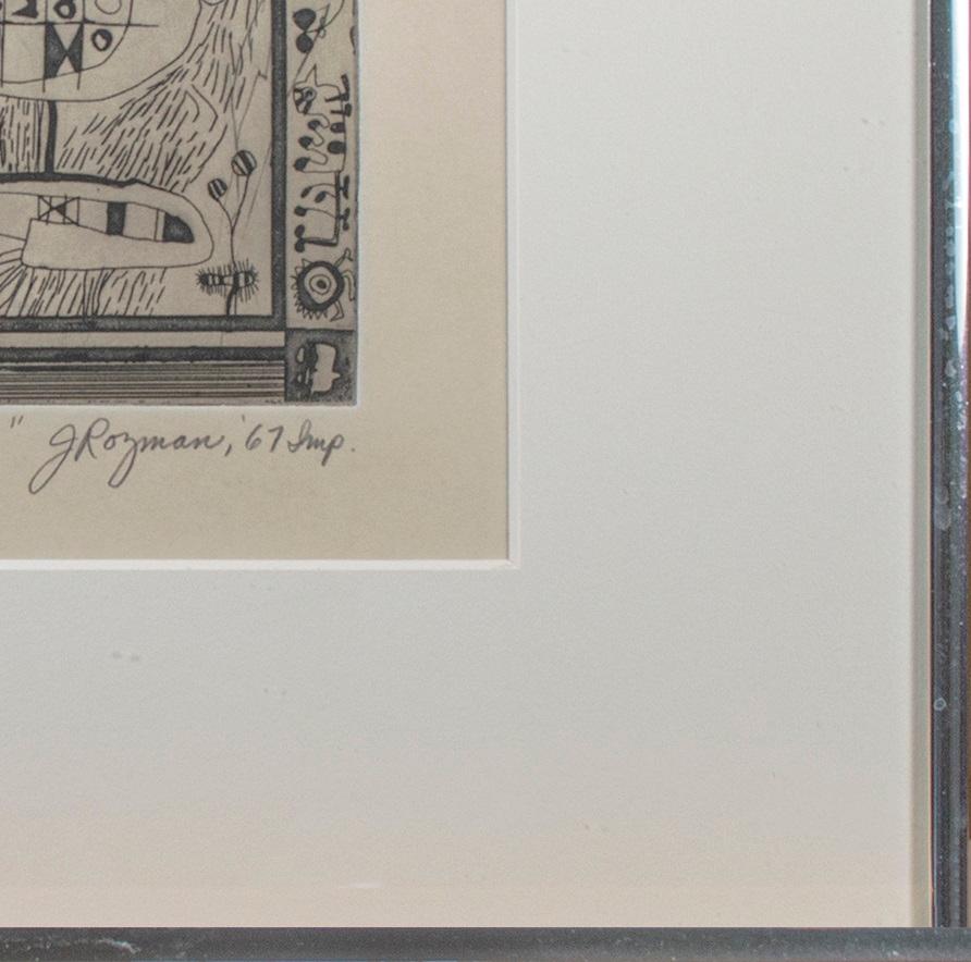 Blatt: 9 7/8 x 11 3/8 Zoll
Teller: 5,75 x 5,88 Zoll
Rahmen: 14 x 14 Zoll

Radierung (A/P)

Joseph Rozman wurde am 26. Dezember 1944 in Milwaukee, WI, geboren. Er war der erste Künstler, der eine Einzelausstellung in der David Barnett Gallery hatte.