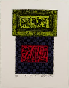 "Red Dragon" (Los Animales) Original Color Collagraph signed by Joseph Rozman