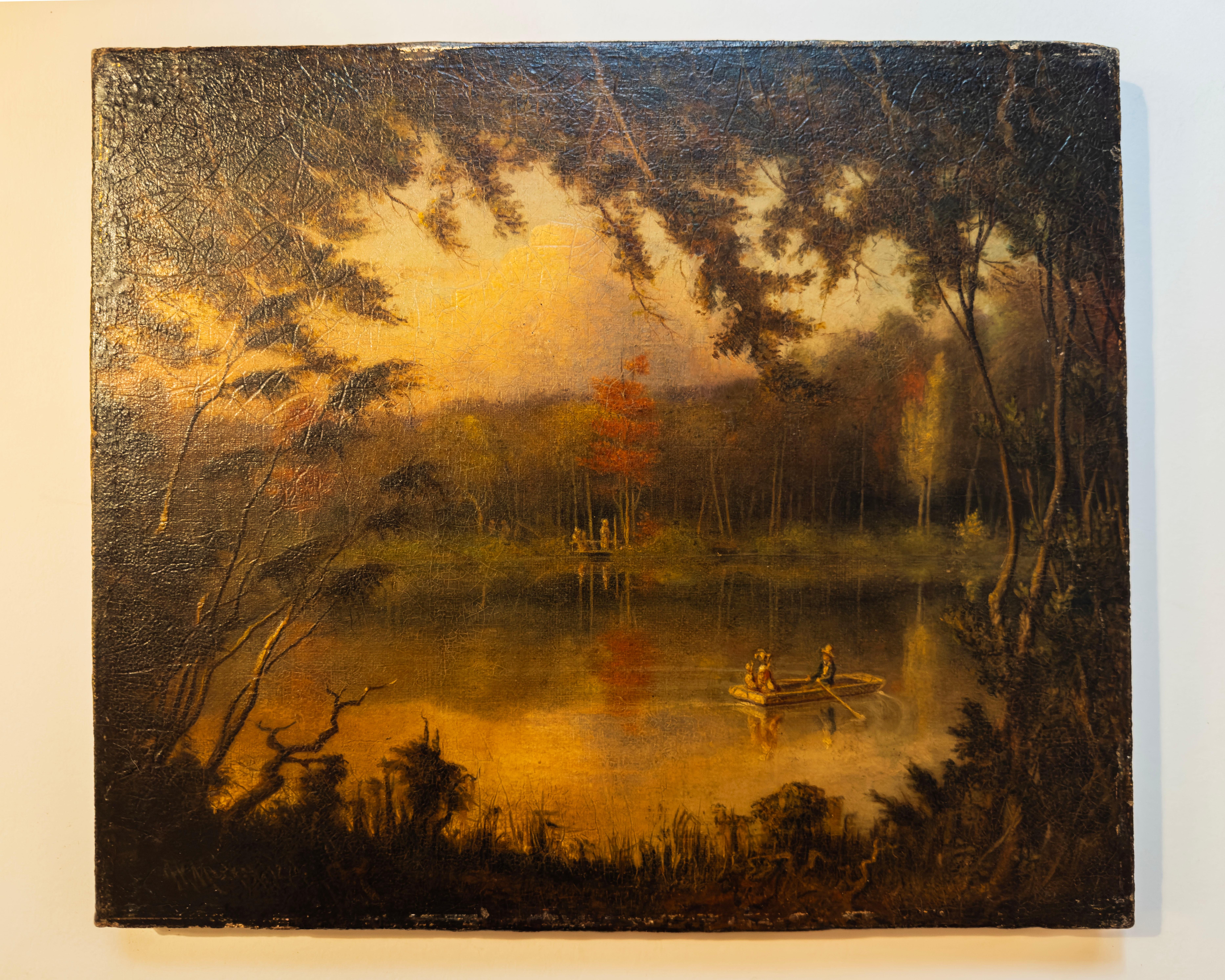 Bootfahren, Frühherbst – Painting von Joseph Rusling Meeker